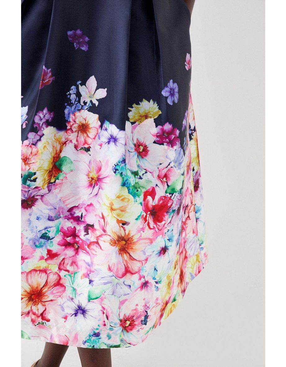 Midi Dress With Ponte Top 2 In 1 Twill Skirt - 3