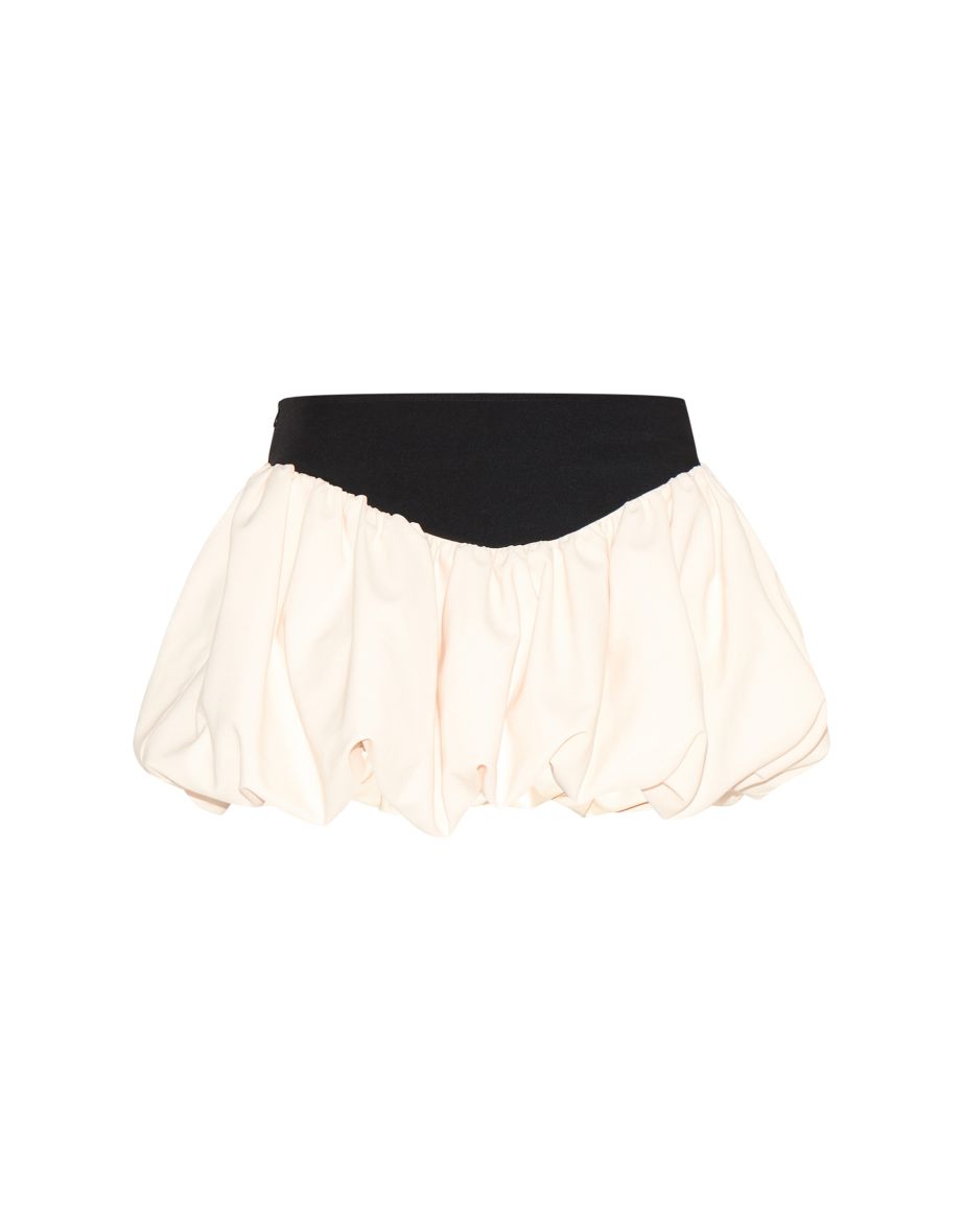 Black Contrast Dip Waist Puffball Mini Skirt - 5