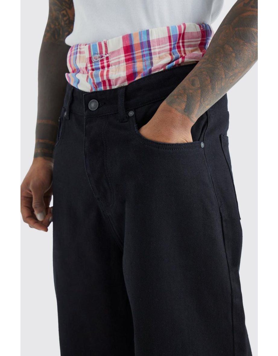 Extreme Baggy Rigid Double Waistband Jeans - true black - 2