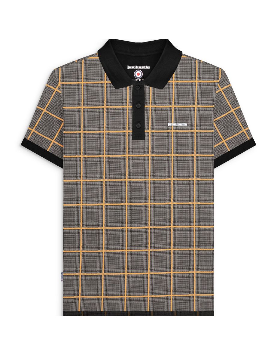 Lambretta Mens Pow Check Polo Short Sleeve Polo Shirt