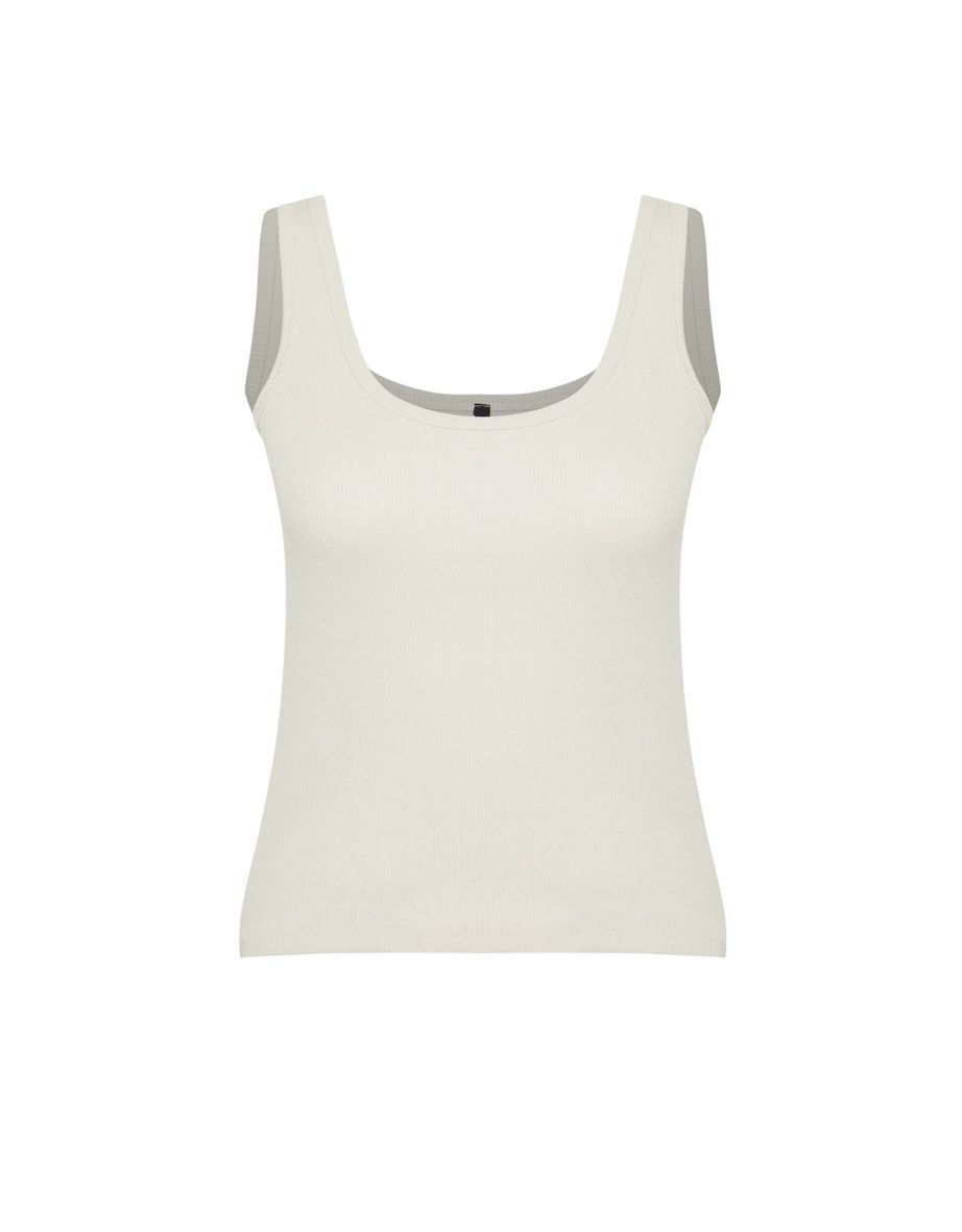 Stone Fitted Pool Neck Ribbed Flexible Knit Undershirt - 7