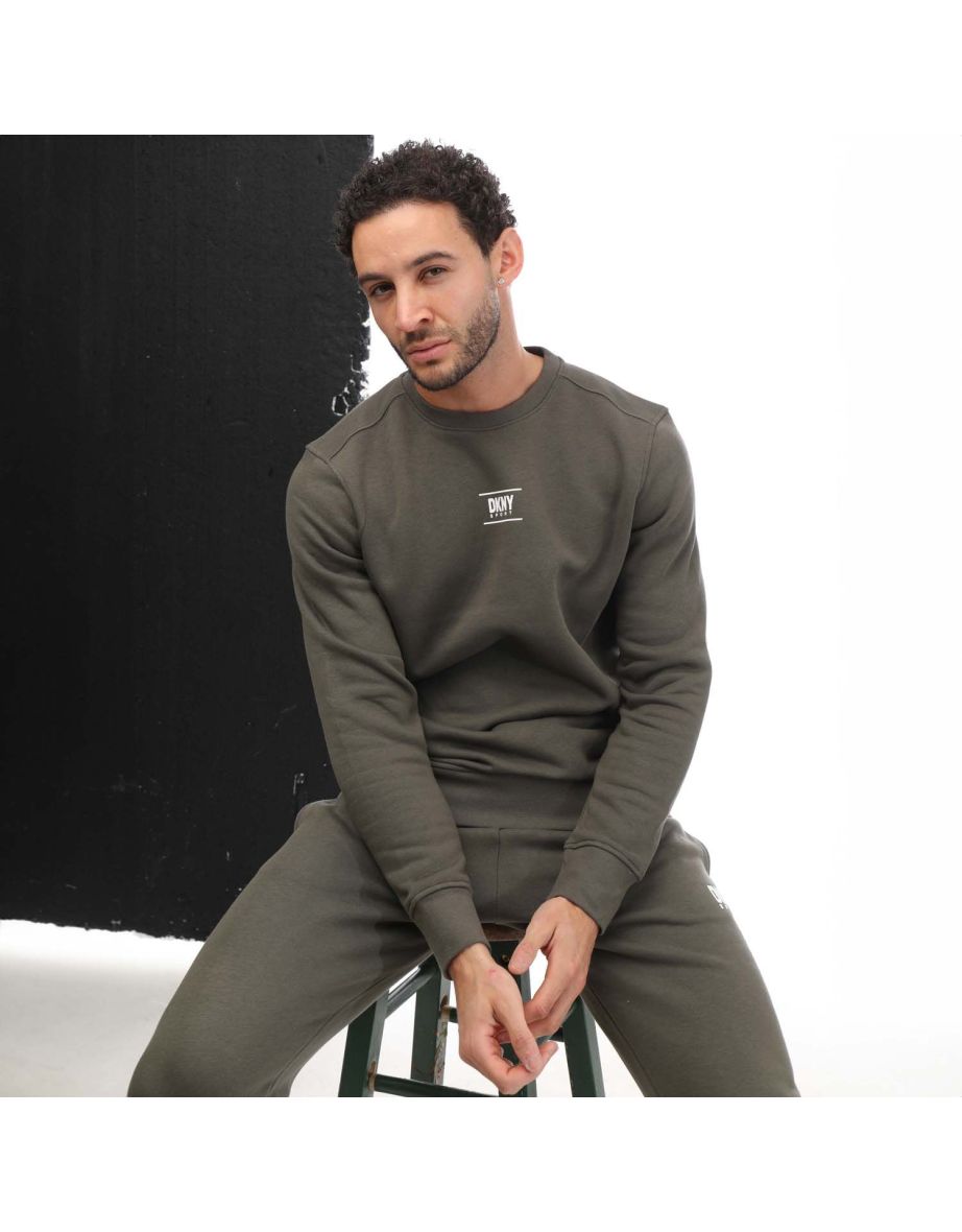Men's DKNY Printed Logo Crewneck Sweatshirt in Green - 3