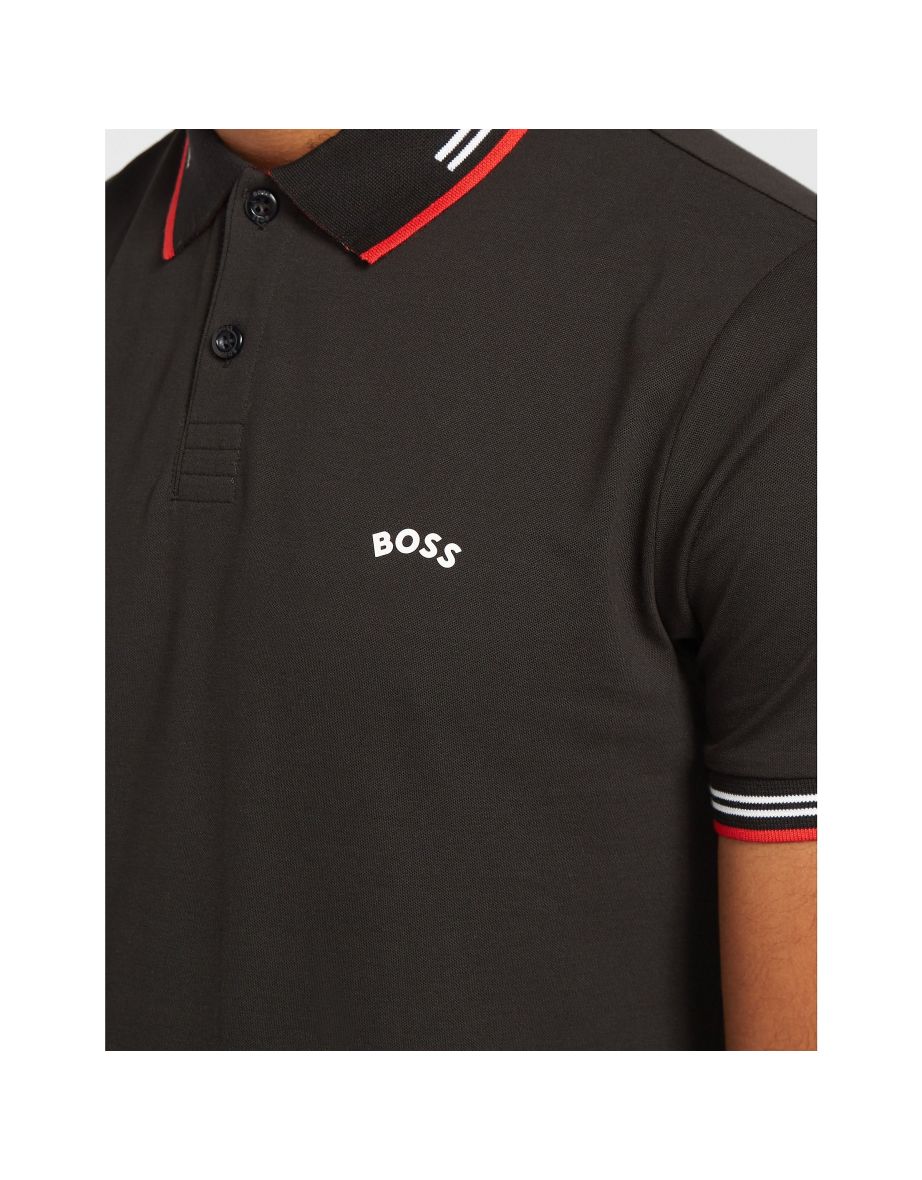 Men's Hugo Boss Paul Curved Polo Shirt in Black - 4