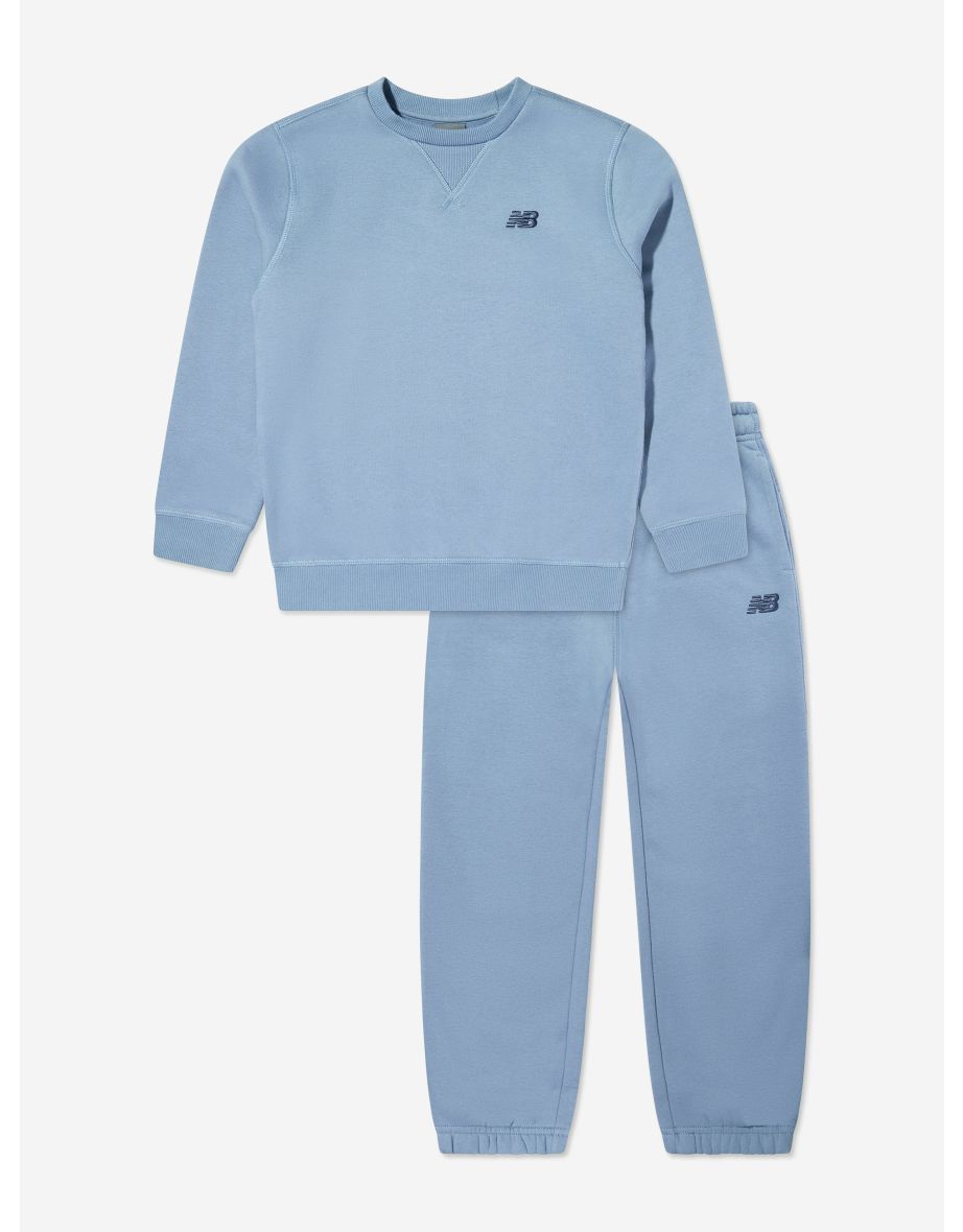 Boys Brush Back Small Logo Tracksuit in Blue