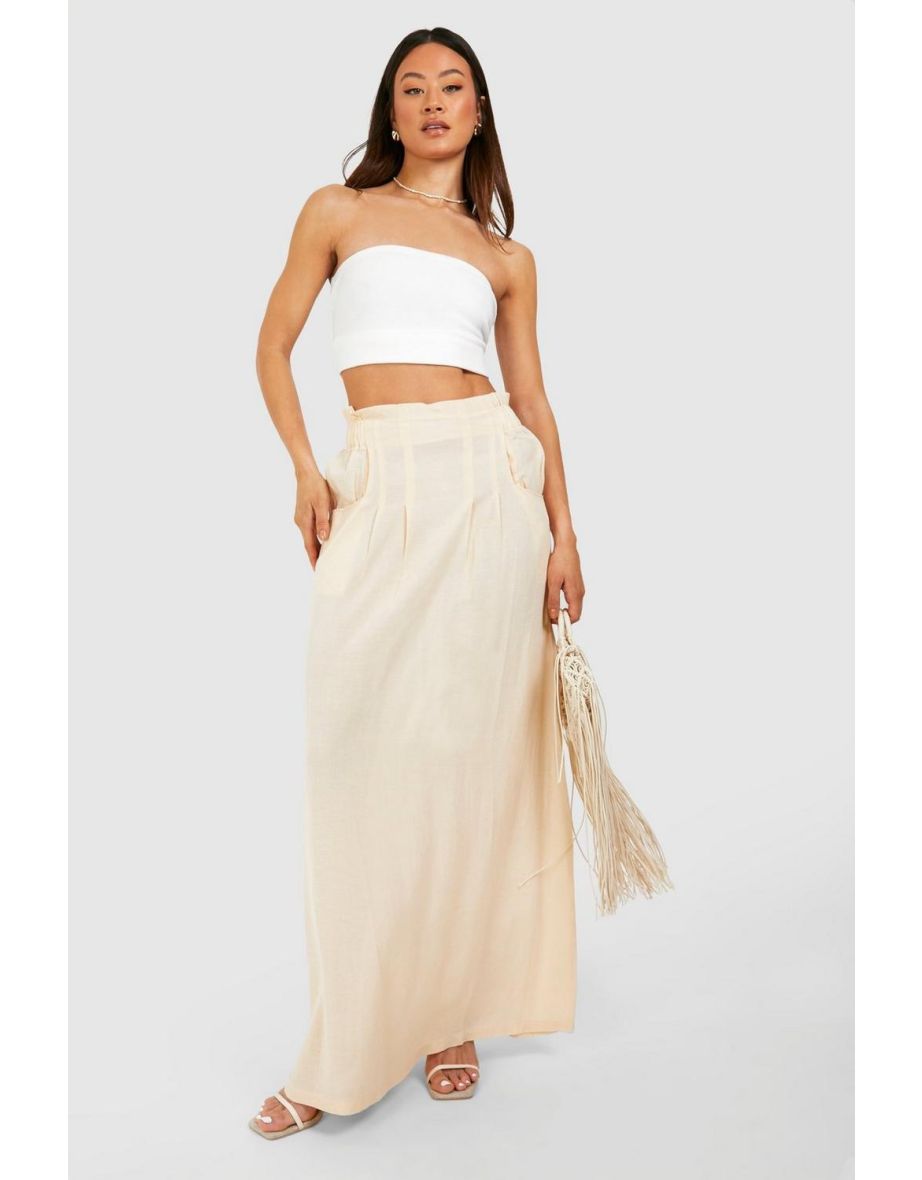 Tall Linen Pocket Maxi Skirt - stone