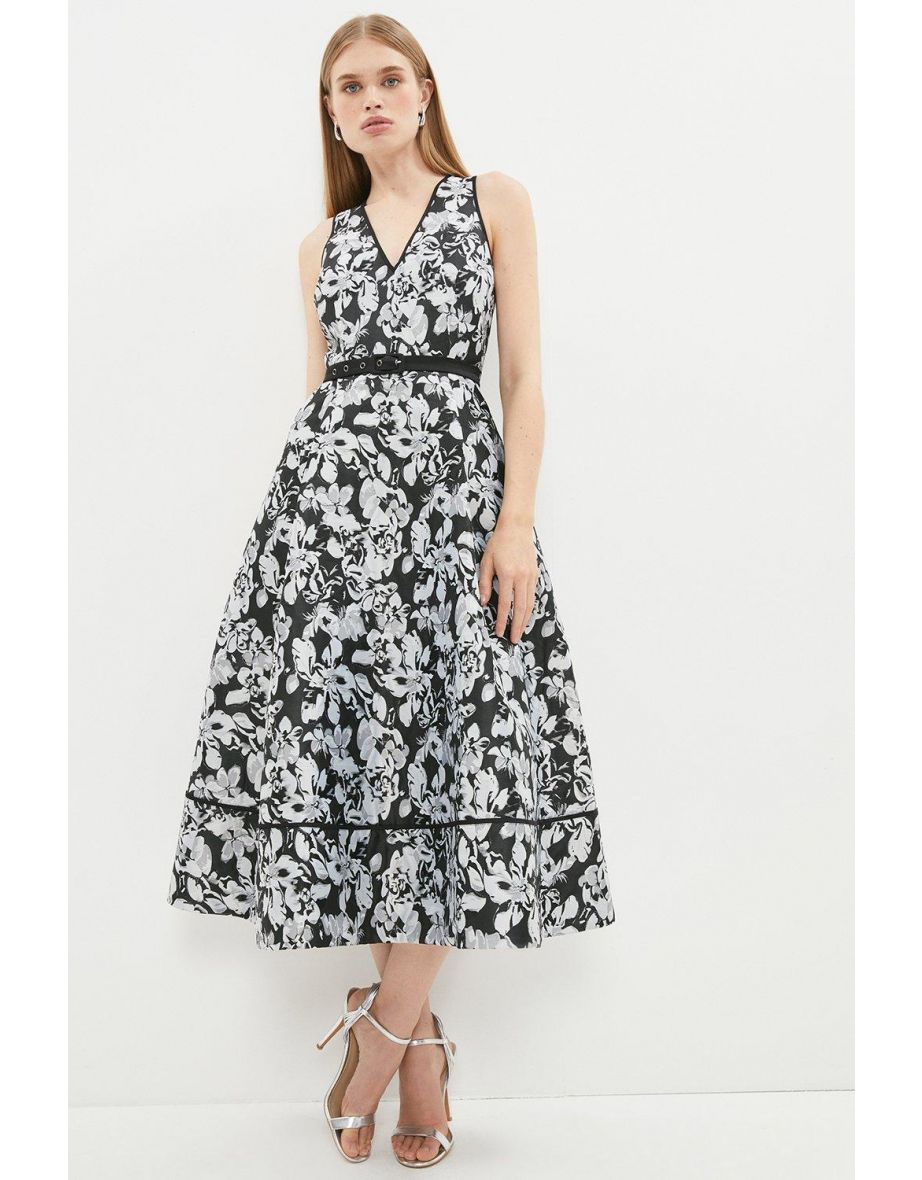 Floral A-Line Midaxi Evening Dress