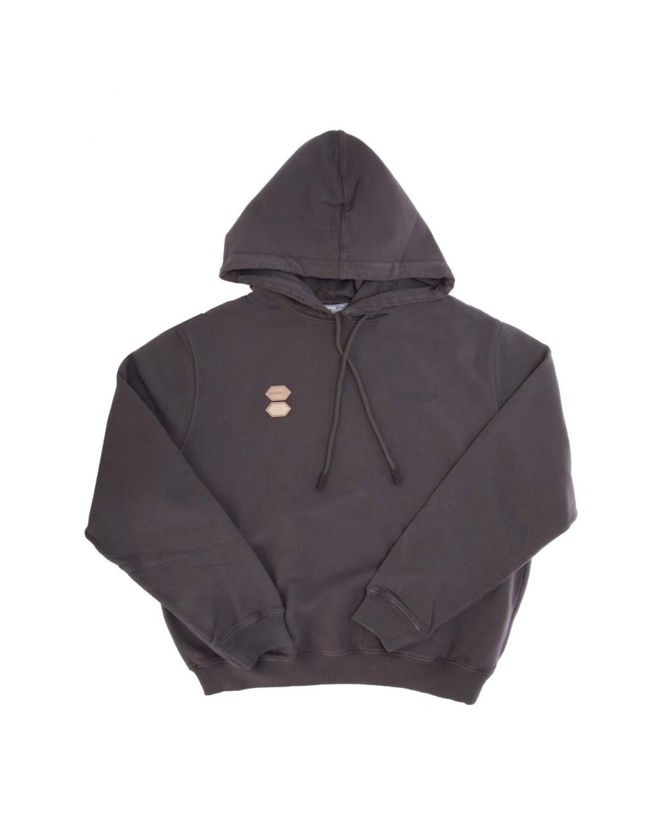 Women's Off White Patches Regular Hoodie in Grey