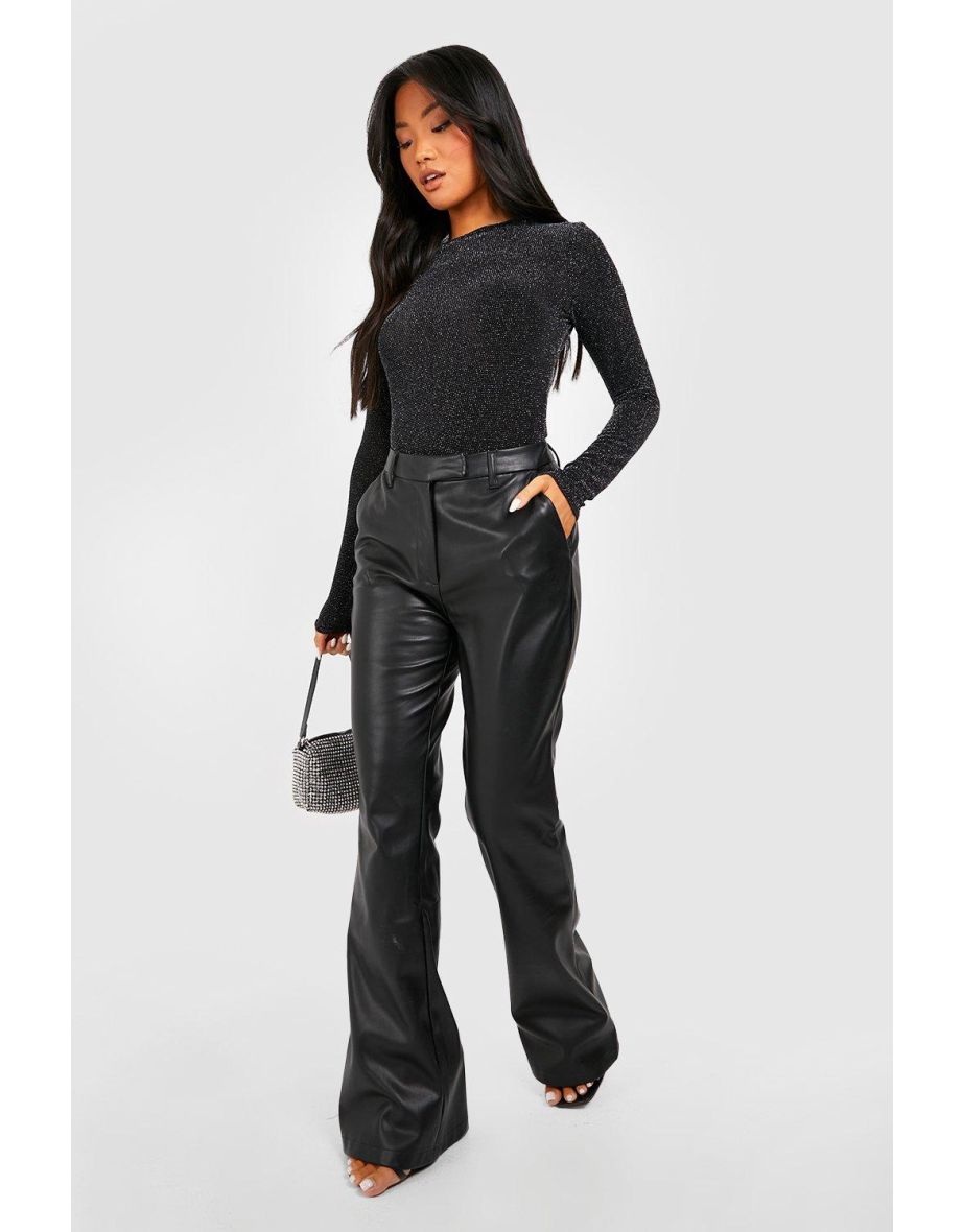 Petite Glitter Long Sleeve Top - black