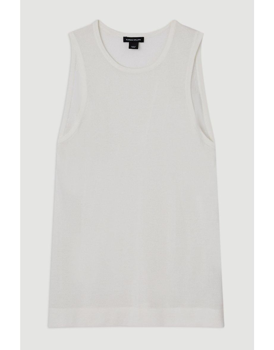 Lightweight Viscose Blend Summer Knit Racer Top - 3