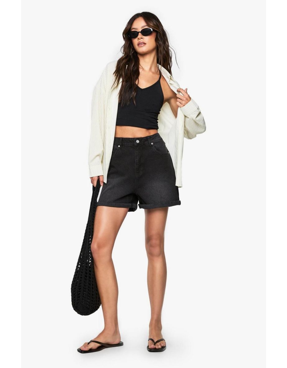 Tall Denim Mom Short - washed black