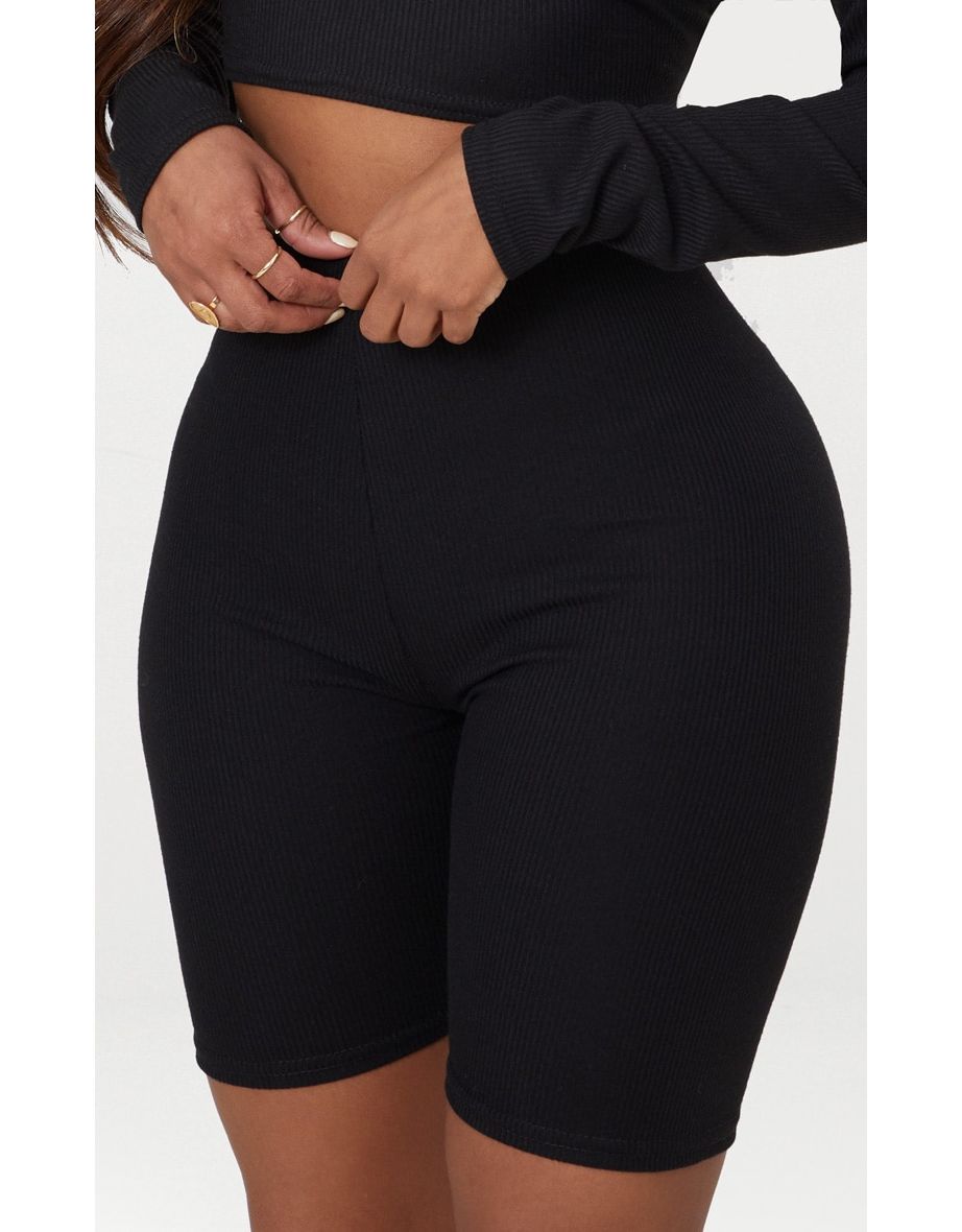 Shape Black Ribbed Cycling Shorts - 4
