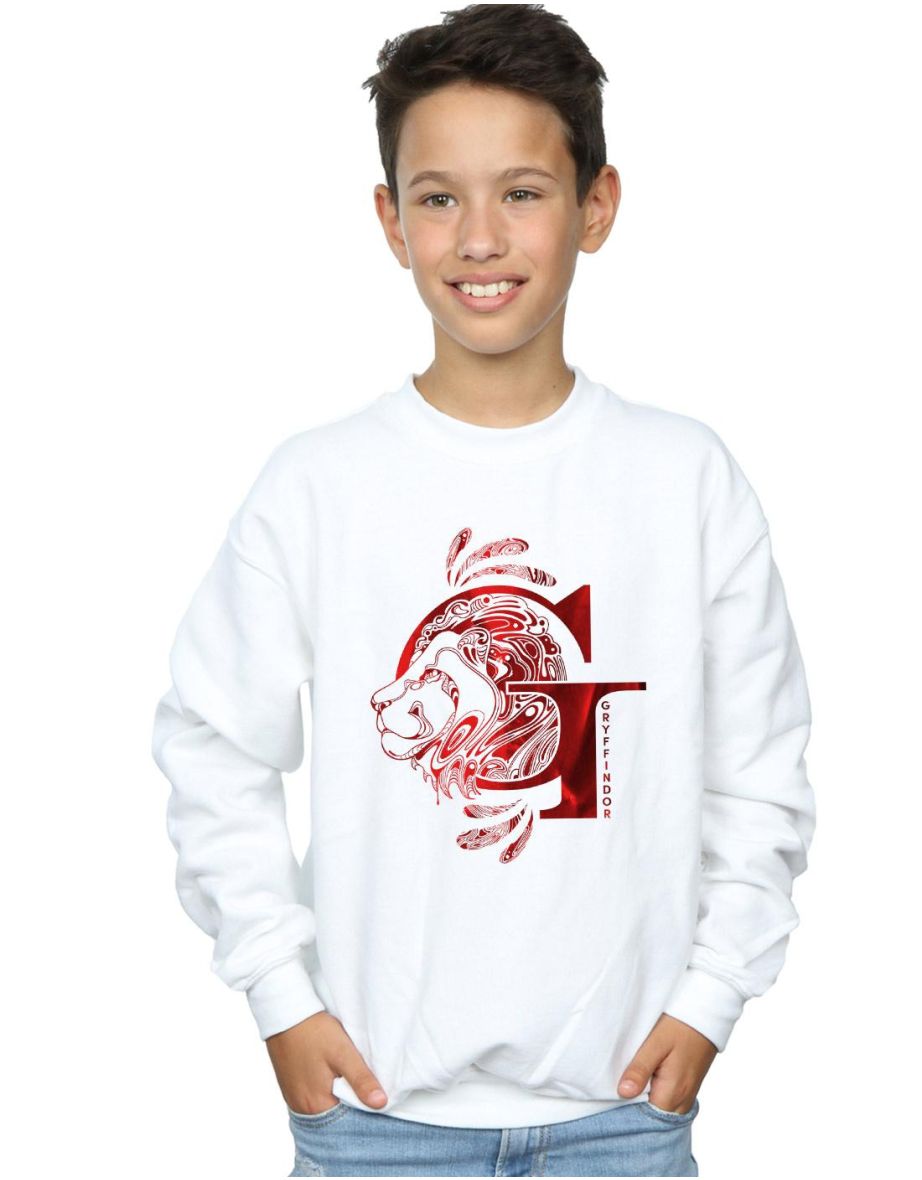 Harry Potter Boys Gryffindor Lion Sweatshirt - White