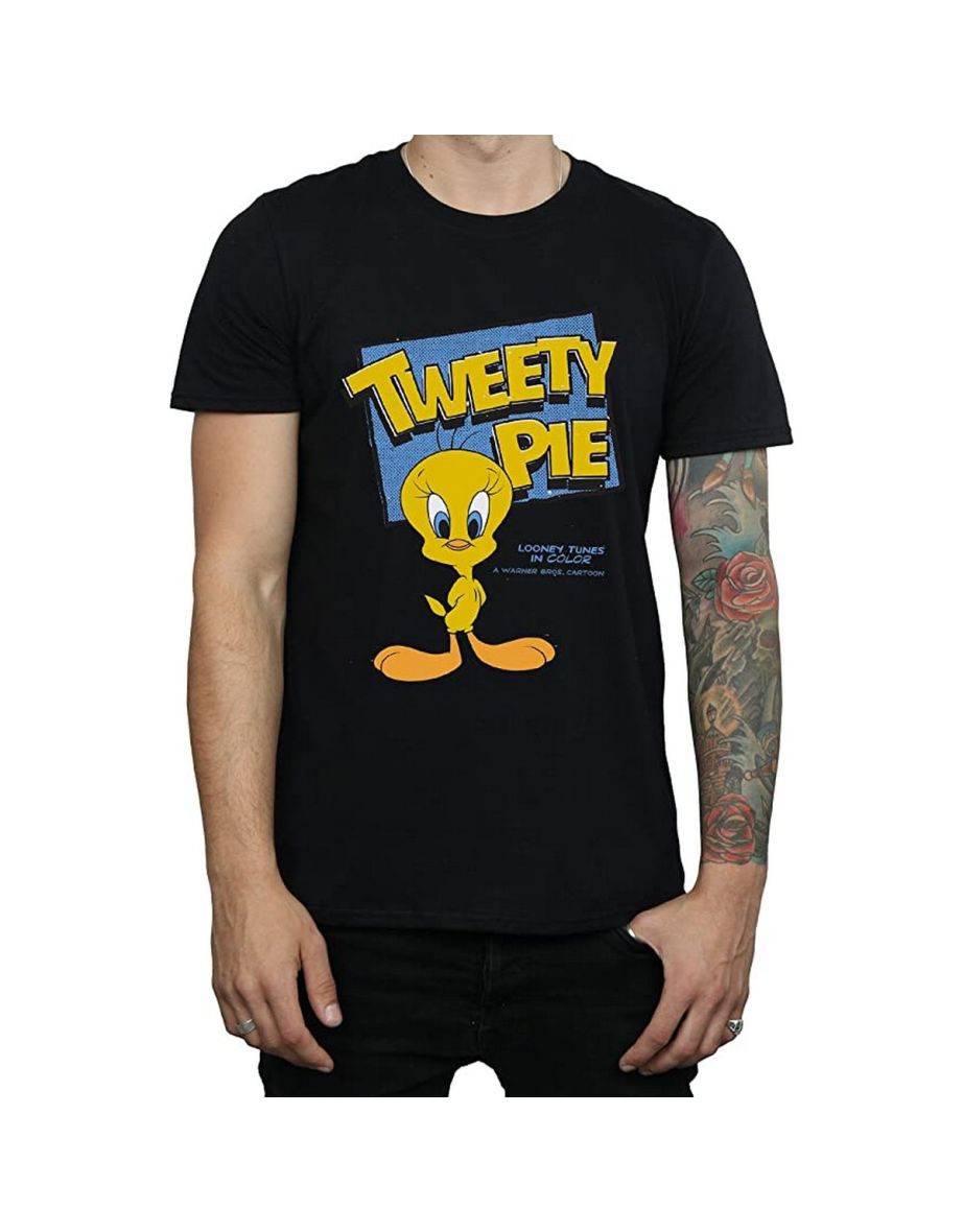 Looney Tunes Mens Classic Tweety Cotton T-Shirt - Black - 3