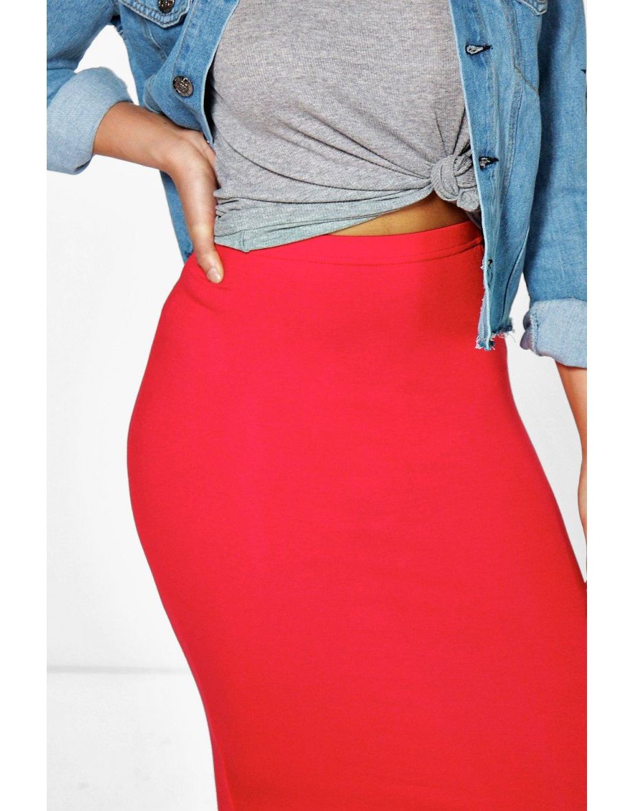 Basic Midi Jersey Tube Skirt - blue - 3