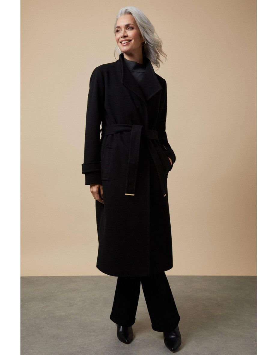 Wallis black 2025 funnel neck coat