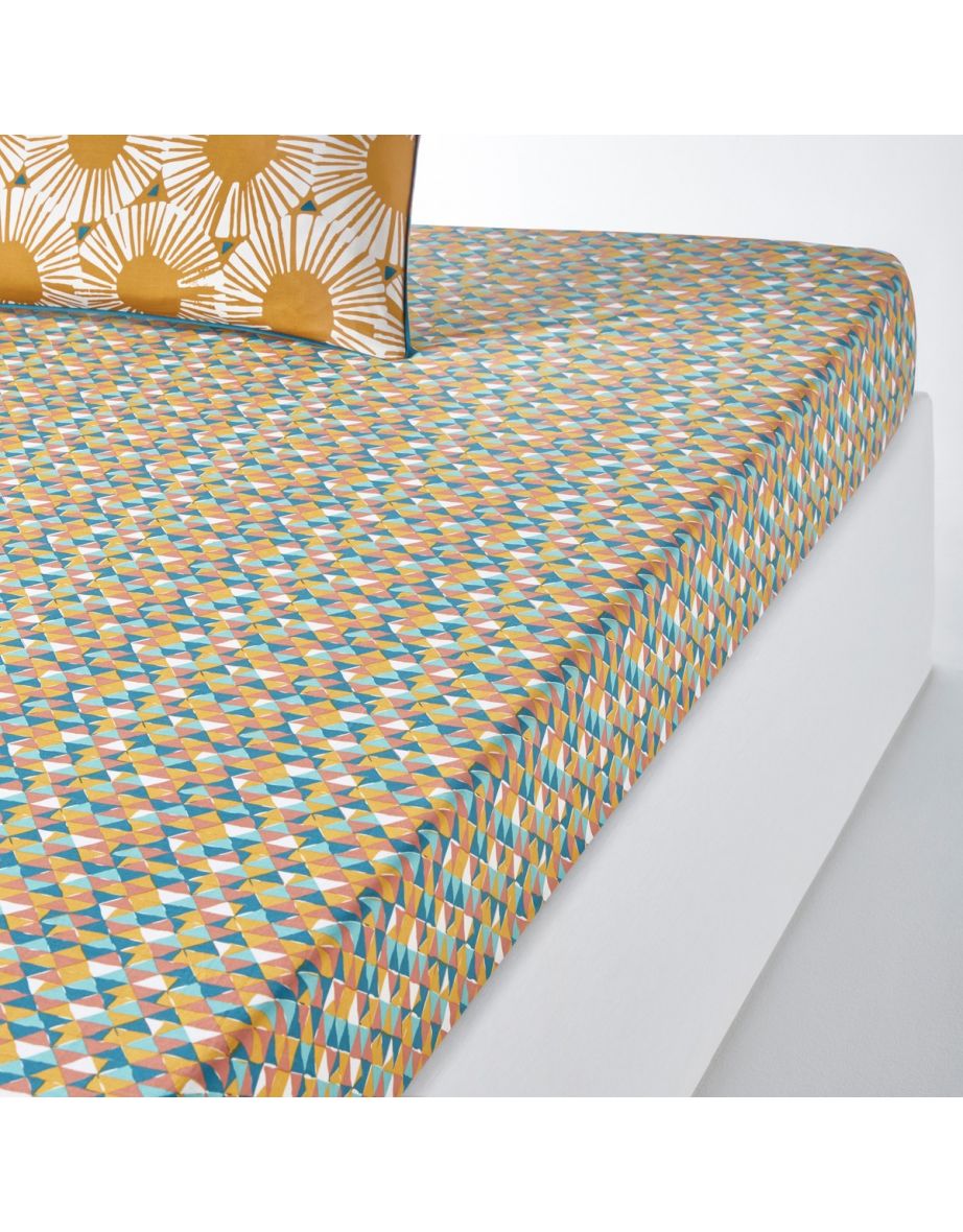 JAHIA Geometric Print Cotton Fitted Sheet
