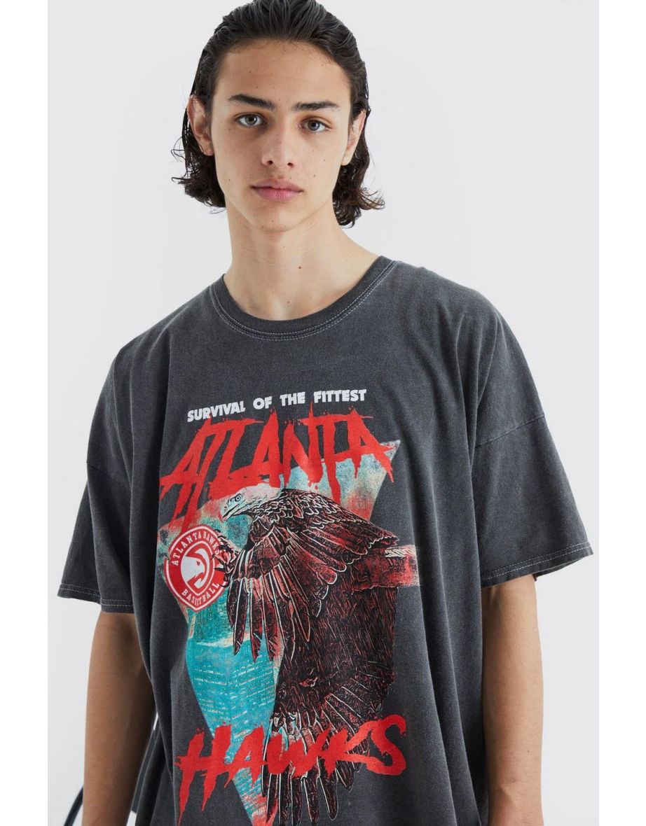 Atlanta Hawks NBA Acid Wash License T Shirt - grey - 2