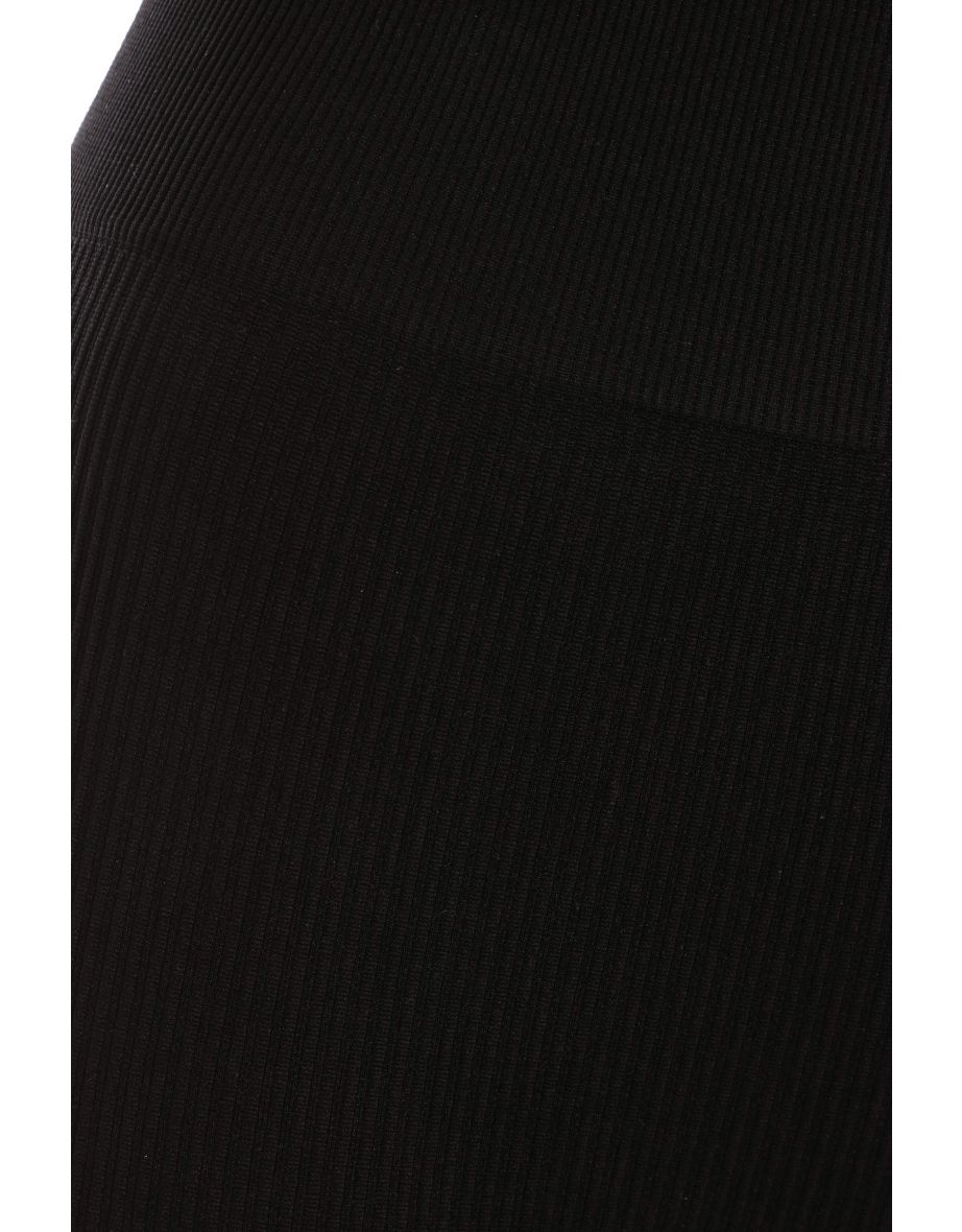 Black Ribbed Cycling Shorts - 5