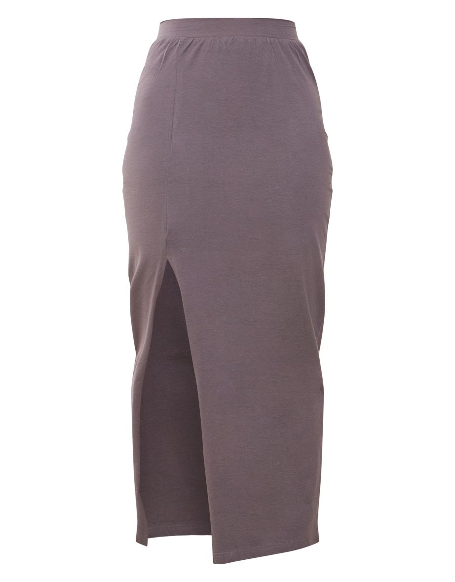 Charcoal Cotton Jersey Split Side Drapey Maxi Skirt - 4