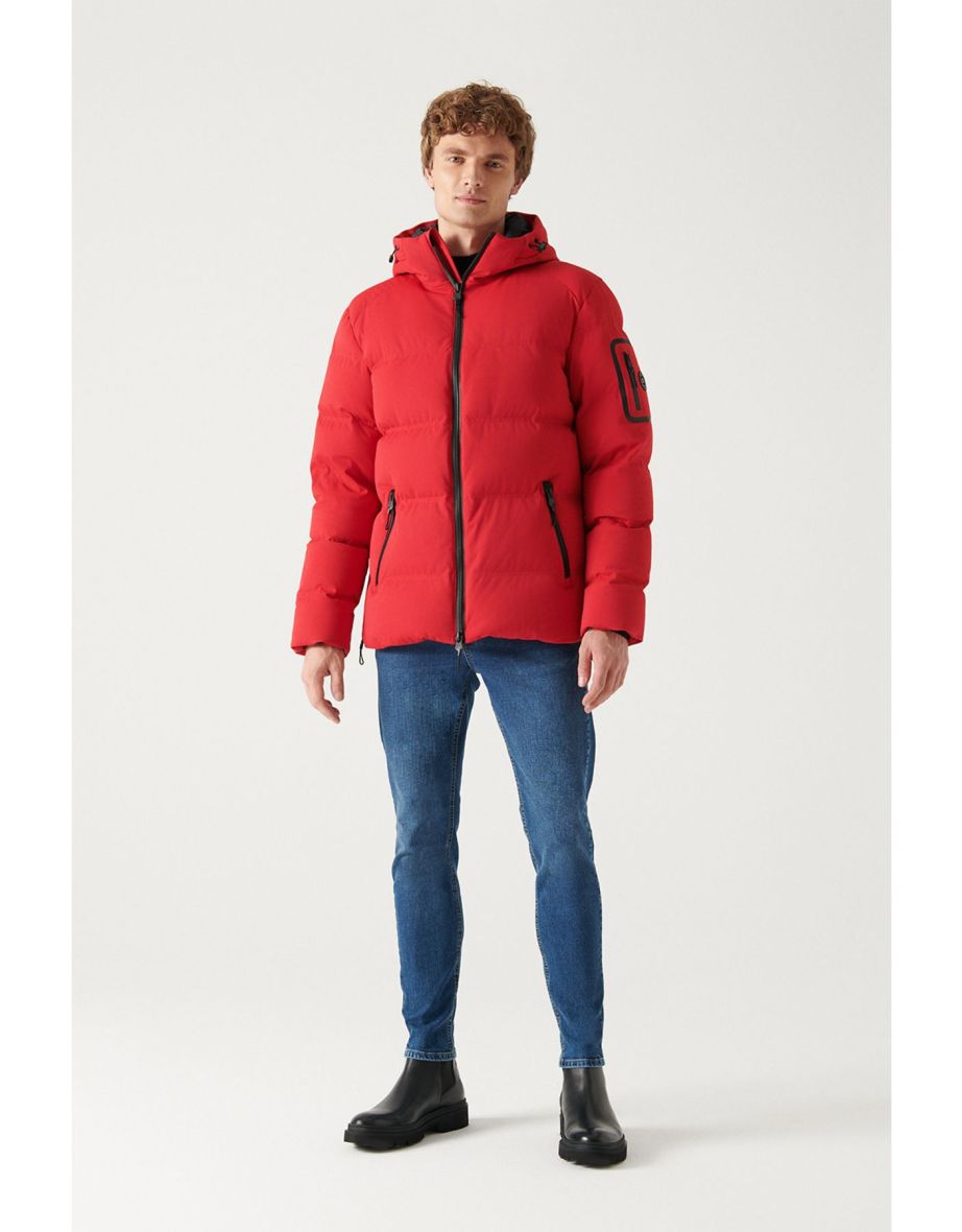 Men's Red Thermal Water Repellent Windproof Puffer Jacket