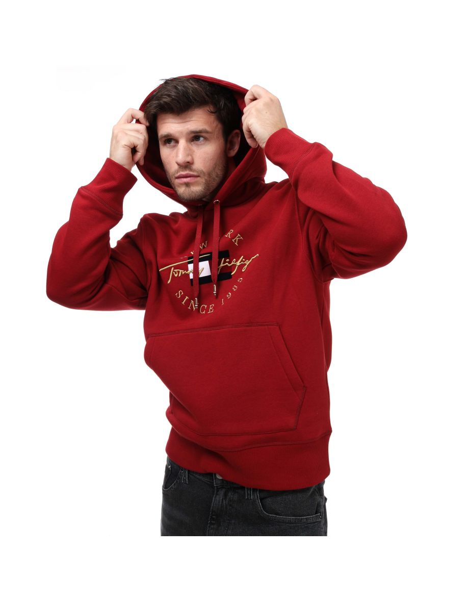 Men's Tommy Hilfiger Seasonal Icon Hoodie in Red - 3