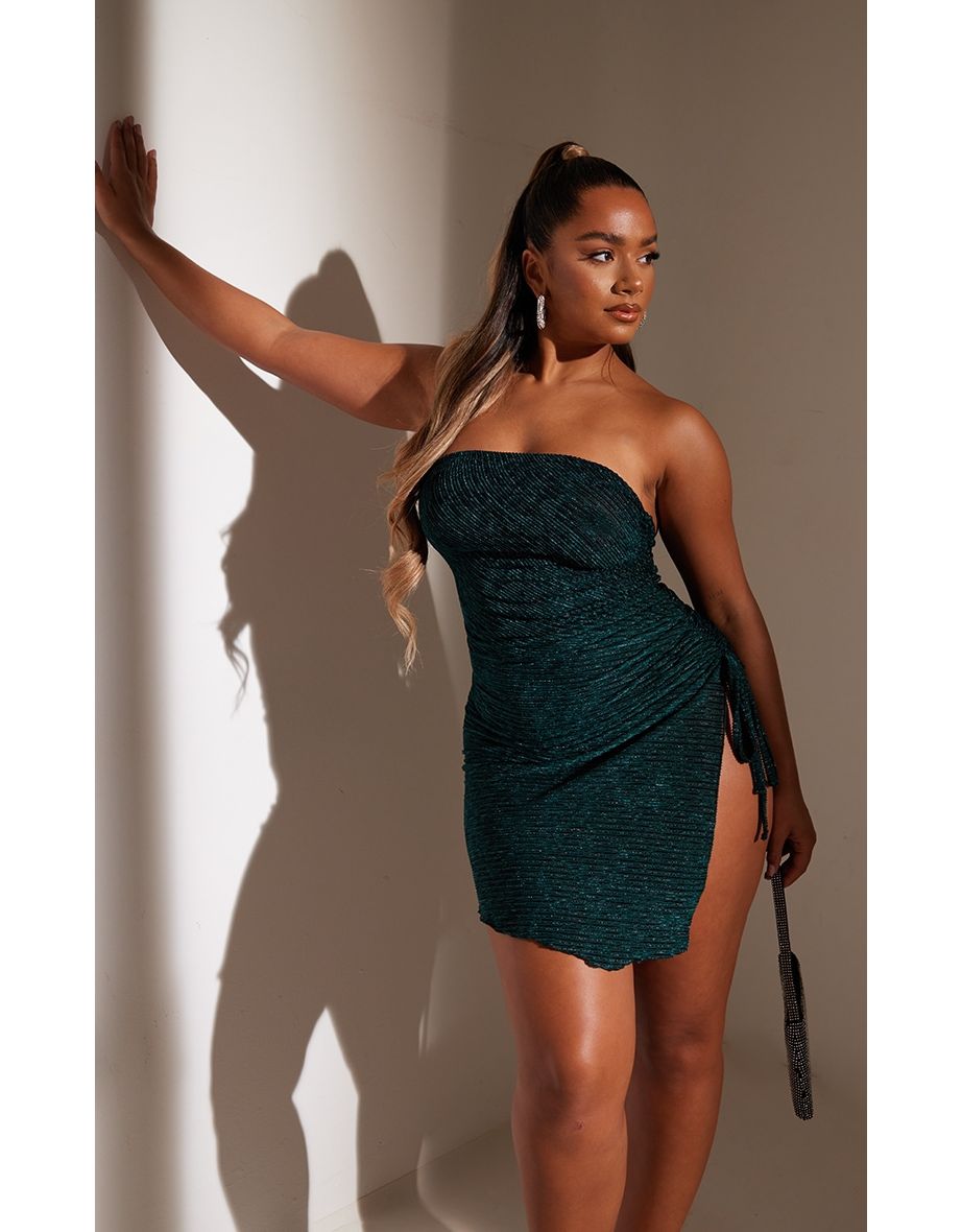 Emerald green bandeau dress best sale