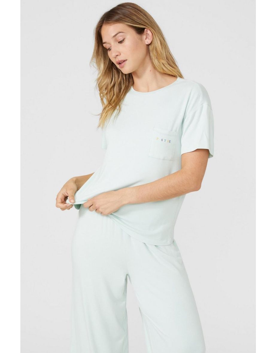 Plants Ss Top With Slogan Pocket - teal