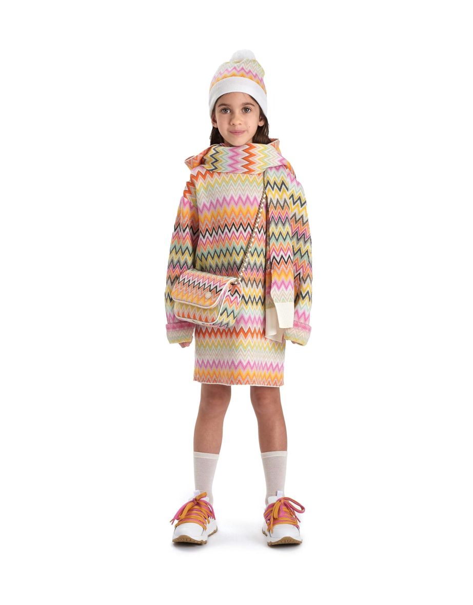 Girls Zigzag Bobble Hat in Multicolour