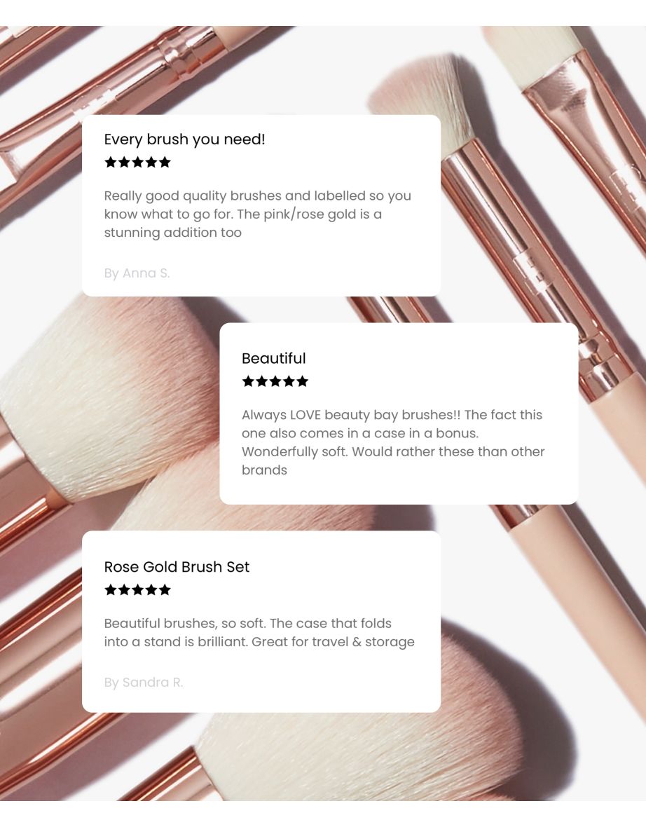 Rose Gold Glam 18 Piece Brush Set With Brush Stand - 7