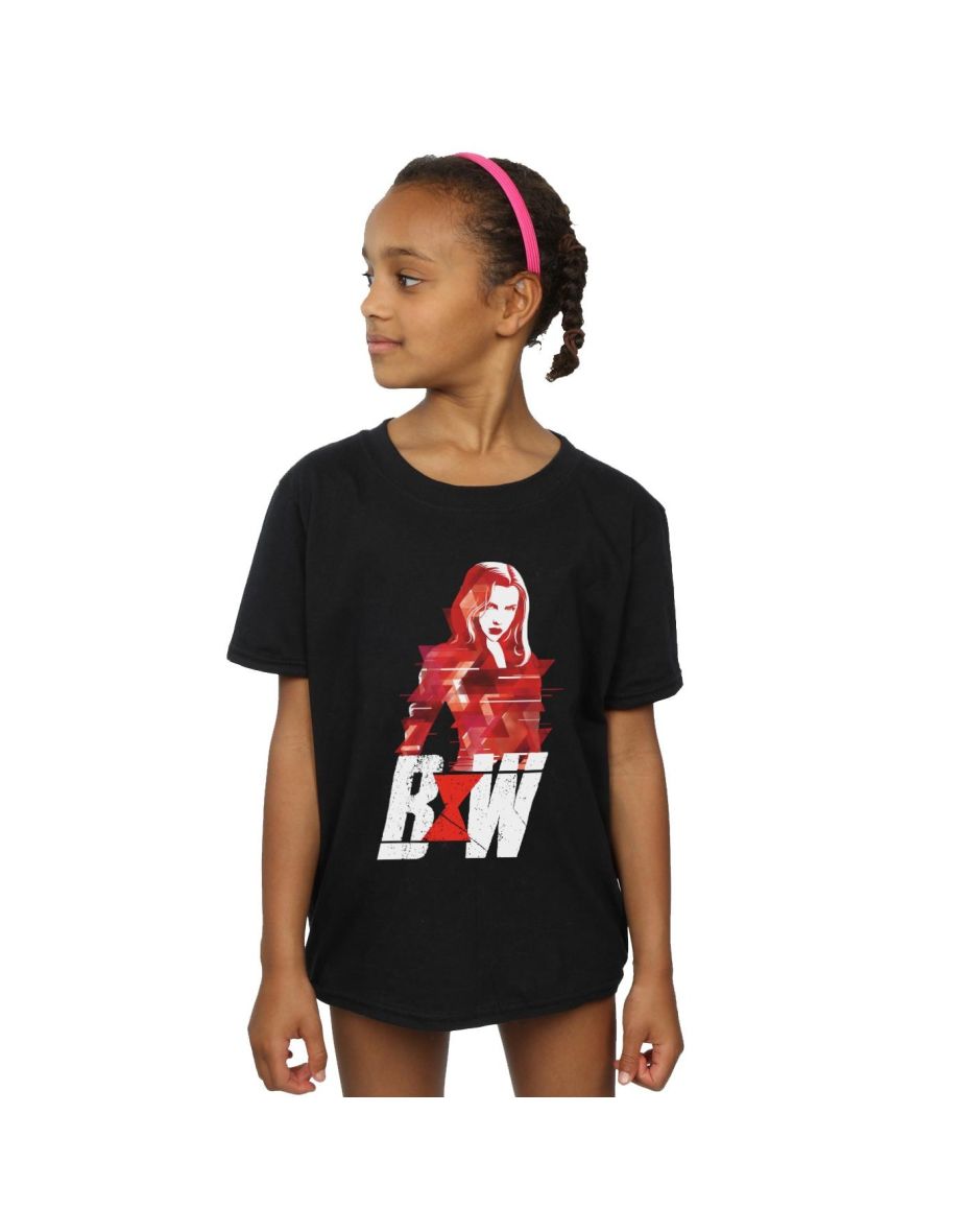 Marvel Girls Black Widow Movie Logo Artwork Cotton T-Shirt - Black