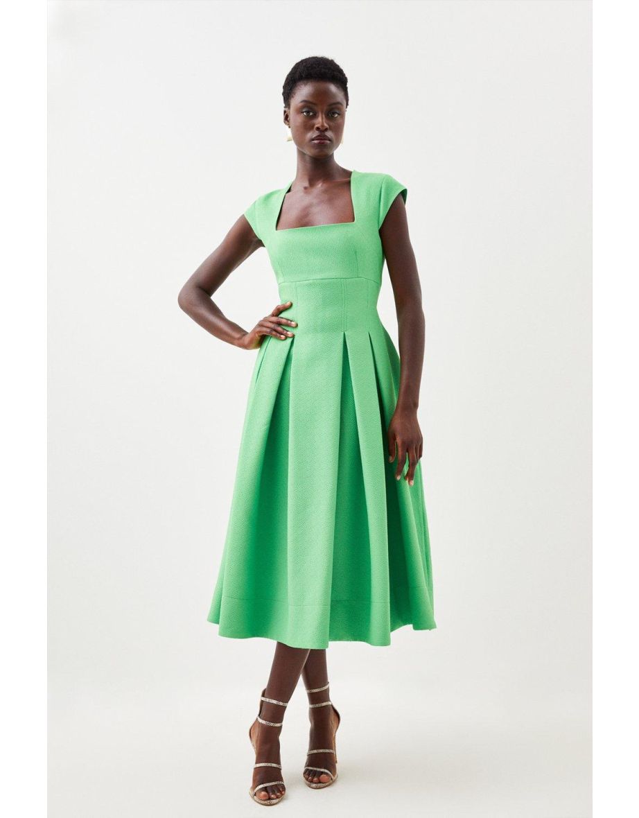 Green midi full skirt dress best sale