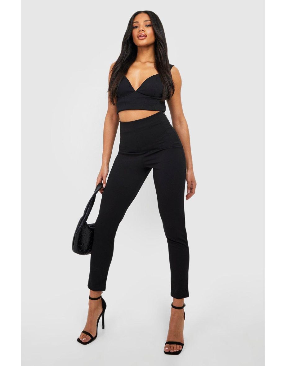 Ultra High Waisted Tailored Skinny Trousers - black