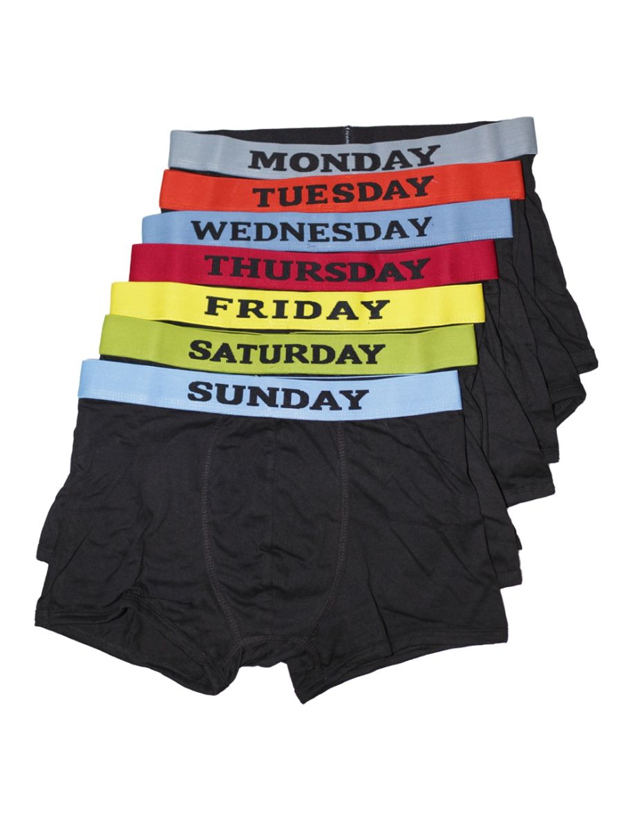 Mens Days Of The Week Boxer Shorts / Underwear (Pack Of 7) - Black