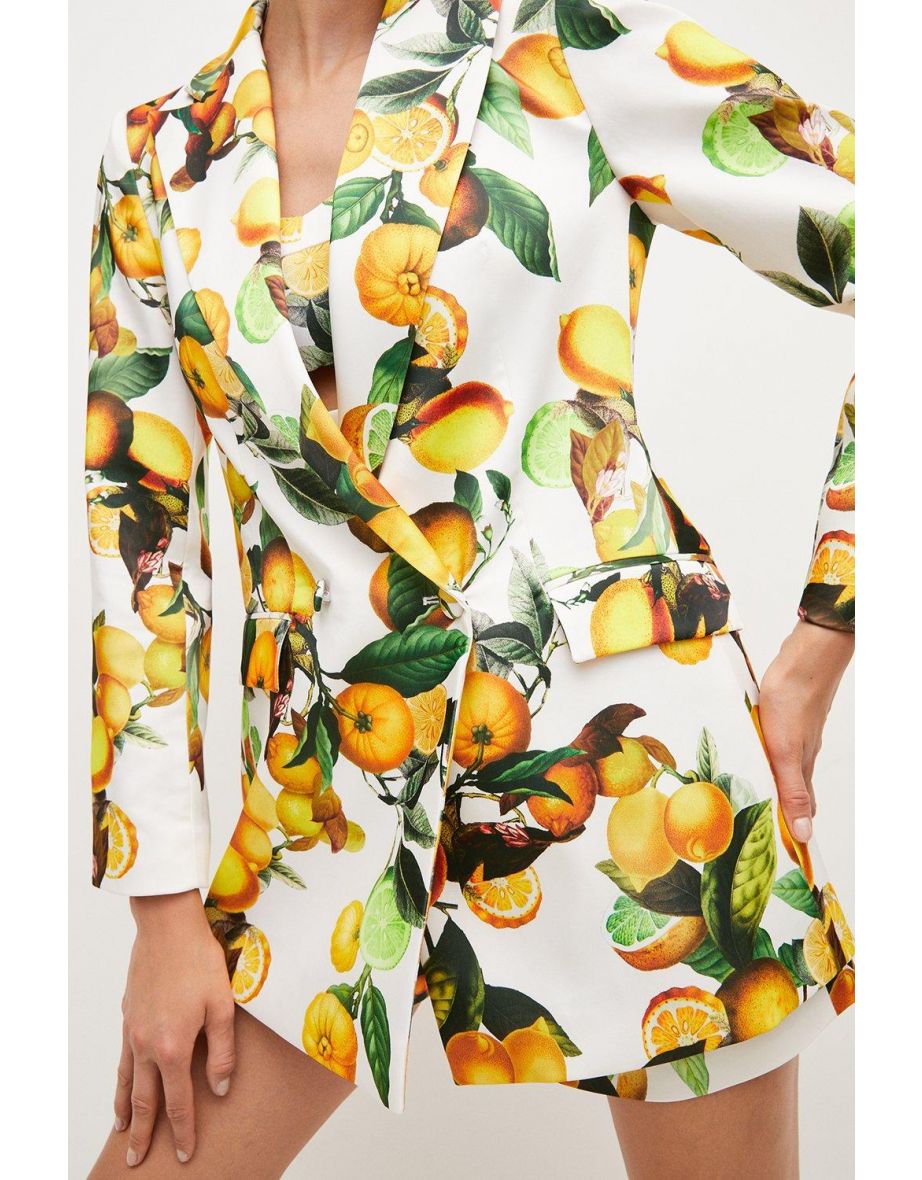 Italian Satin Citrus Print Db Jacket - 2