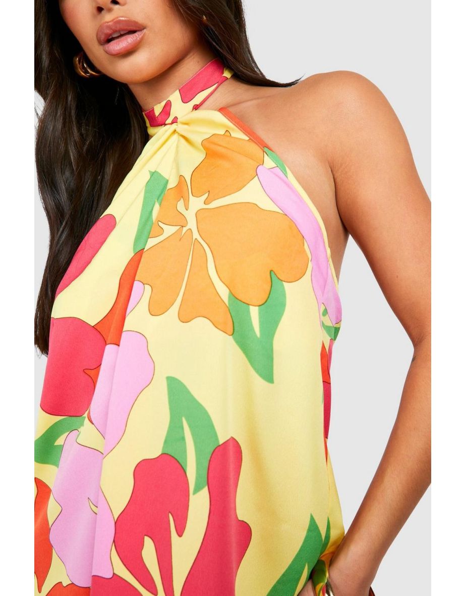 Petite Twist Neck Mini Dress - floral - 3
