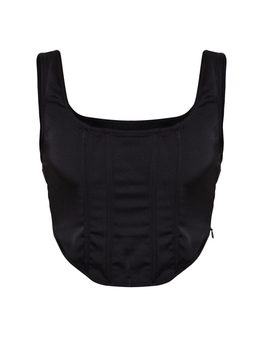 Black Sculpt Satin Boned Corset - 4