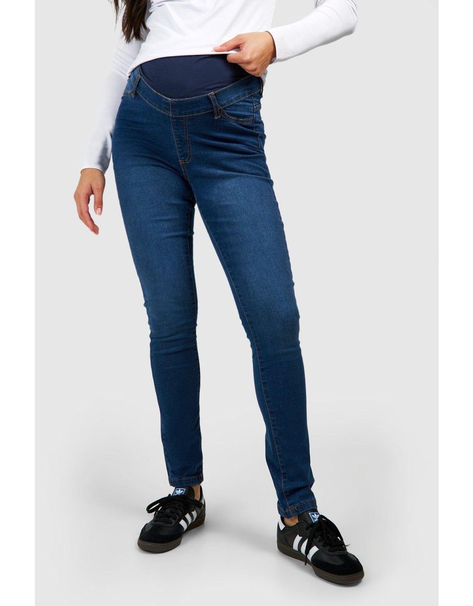Maternity Over The Bump Skinny Jean - washed indigo - 3