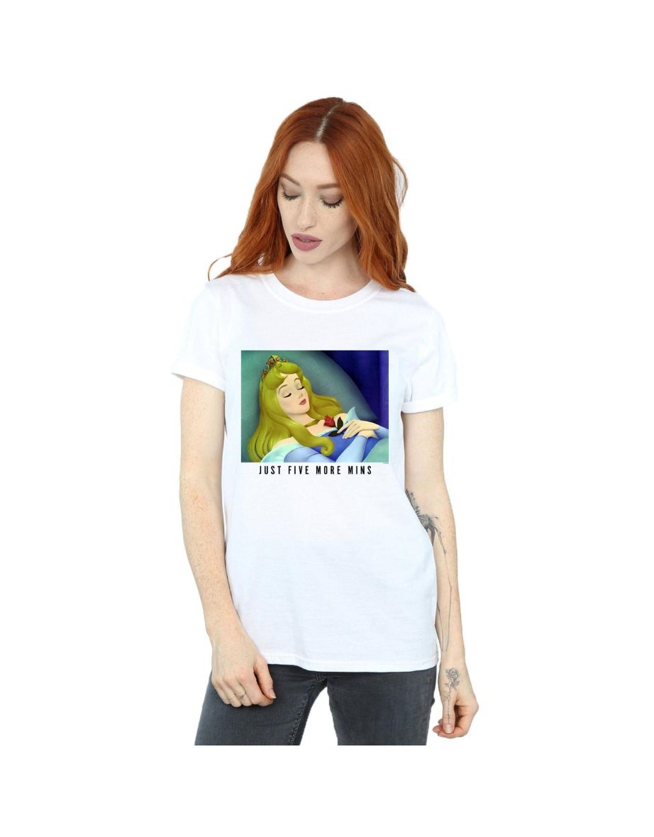Disney Princess Womens/Ladies Sleeping Beauty Five More Minutes Cotton Boyfriend T-Shirt - White