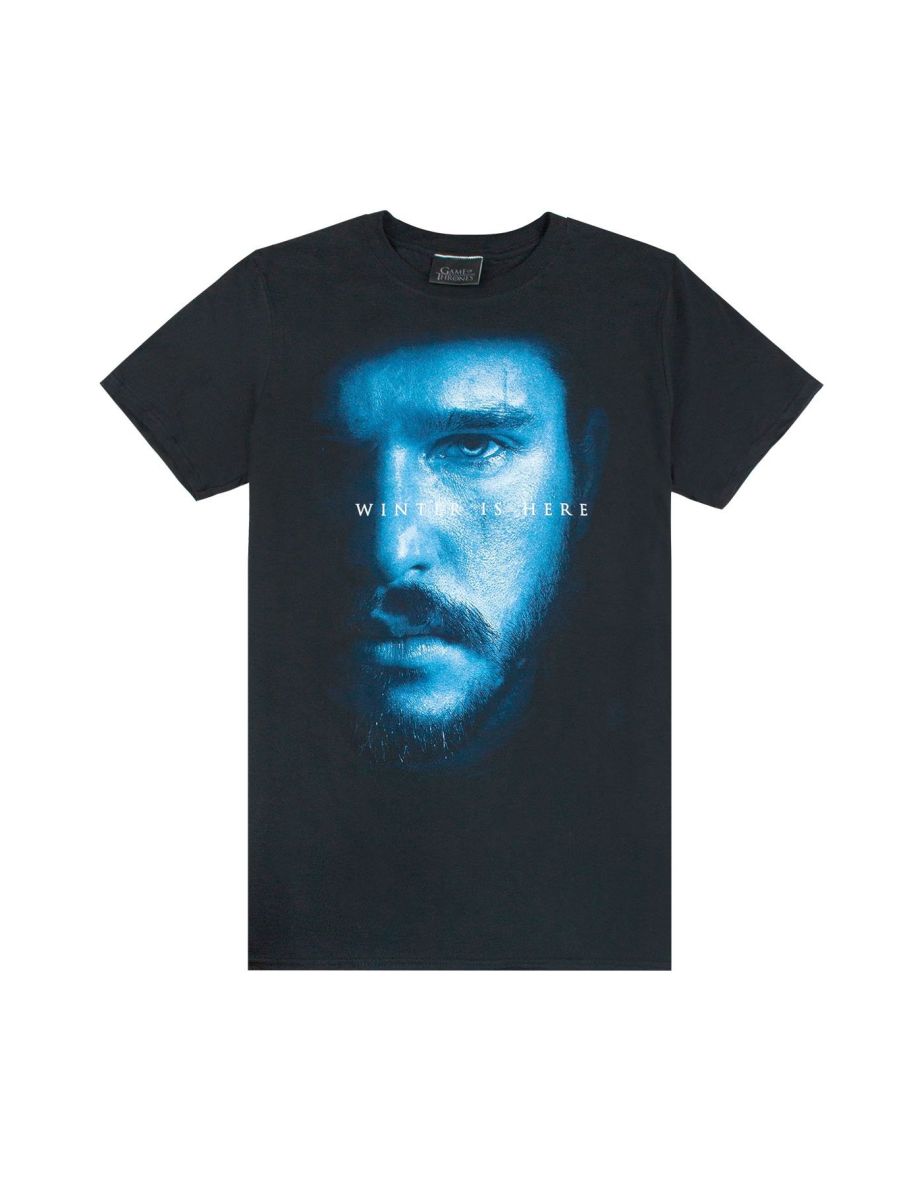 Game of Thrones Mens Jon Snow Winter Is Here T-Shirt - Black