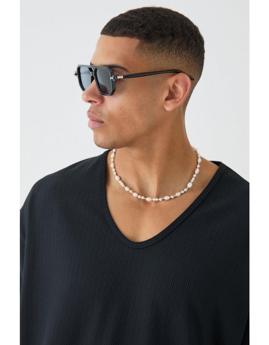 Oversized Scoop Neck Ottoman T-shirt - black - 2