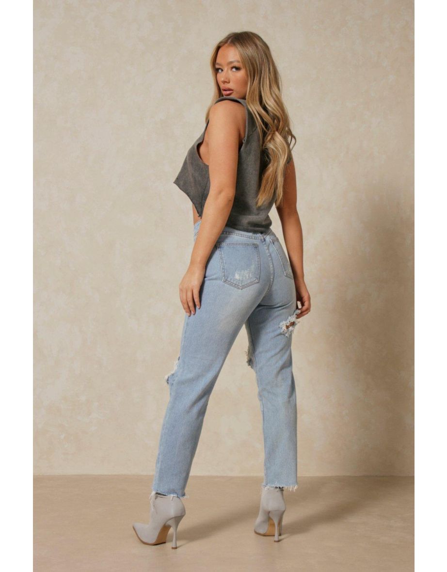 Distressed Mom Jeans - 2