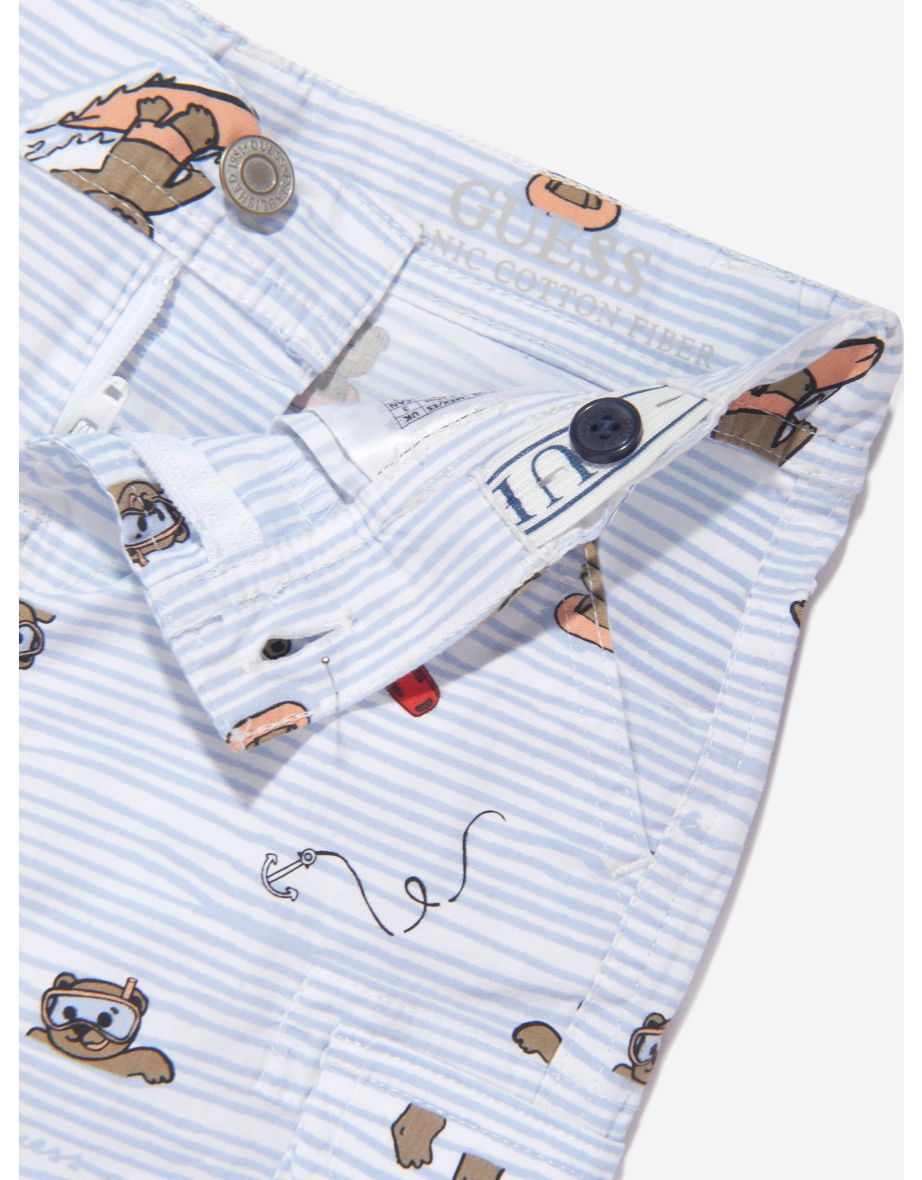 Boys Seaside Bear Bermuda Shorts in White - 3