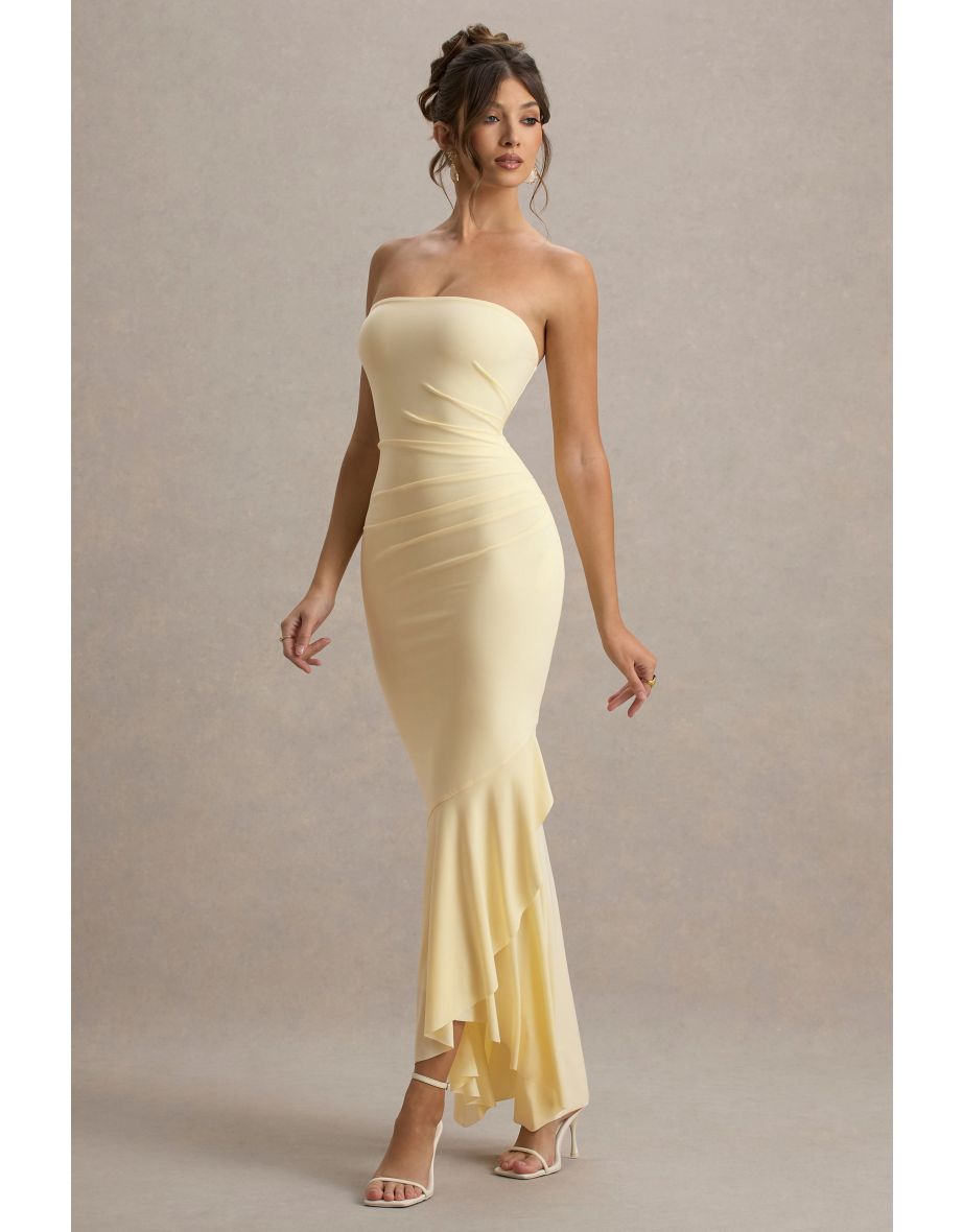 Capria | Lemon Bandeau Wrap Maxi Dress