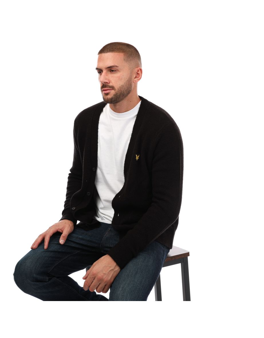 Men's Lyle And Scott Brushed Cardigan in Black - 4