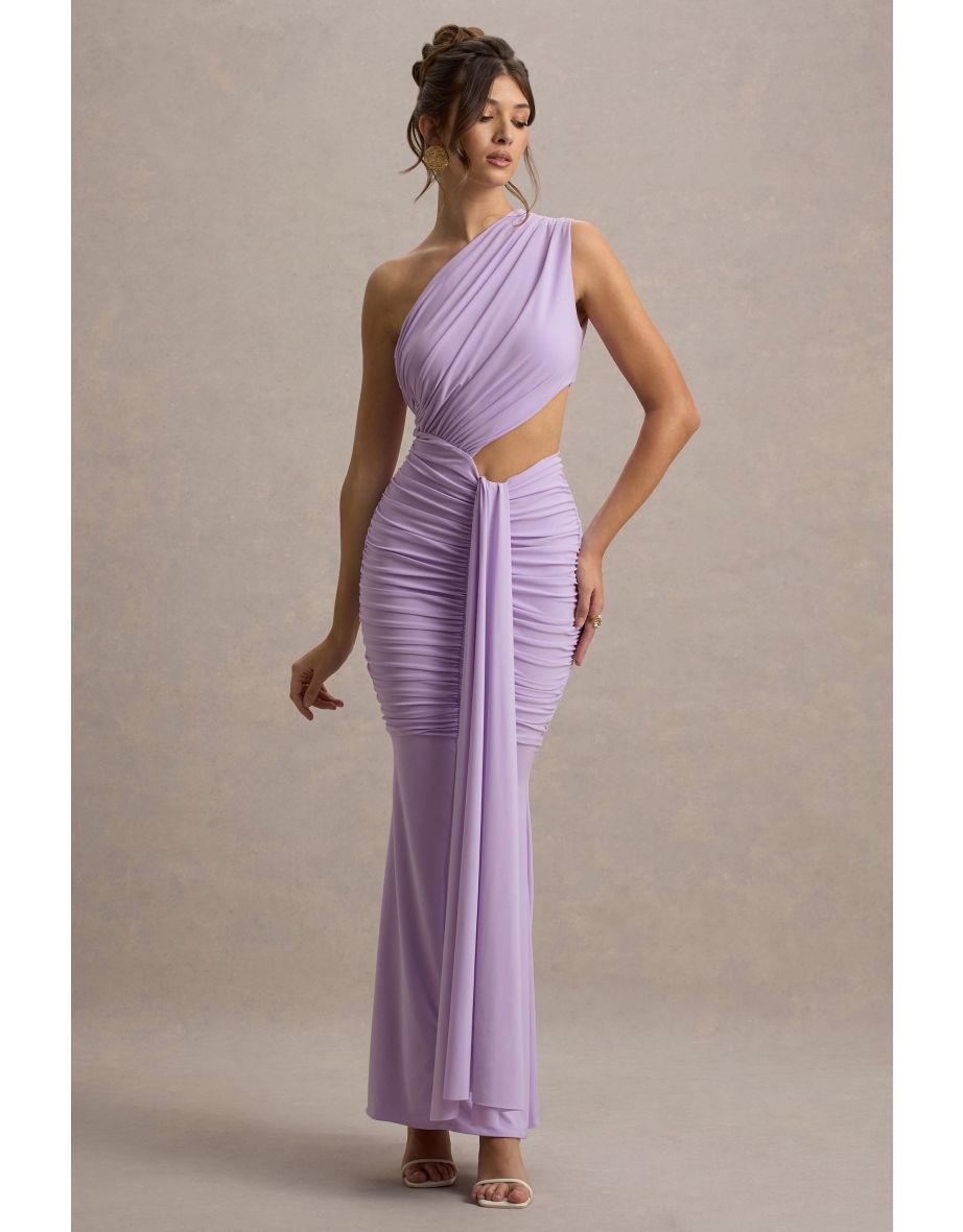 Beline | Lavender One-Shoulder Cut-Out Maxi Dress With Drape - 5