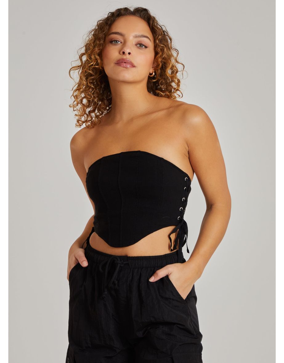Cargo Side Lace Up Corset Bandeau Top