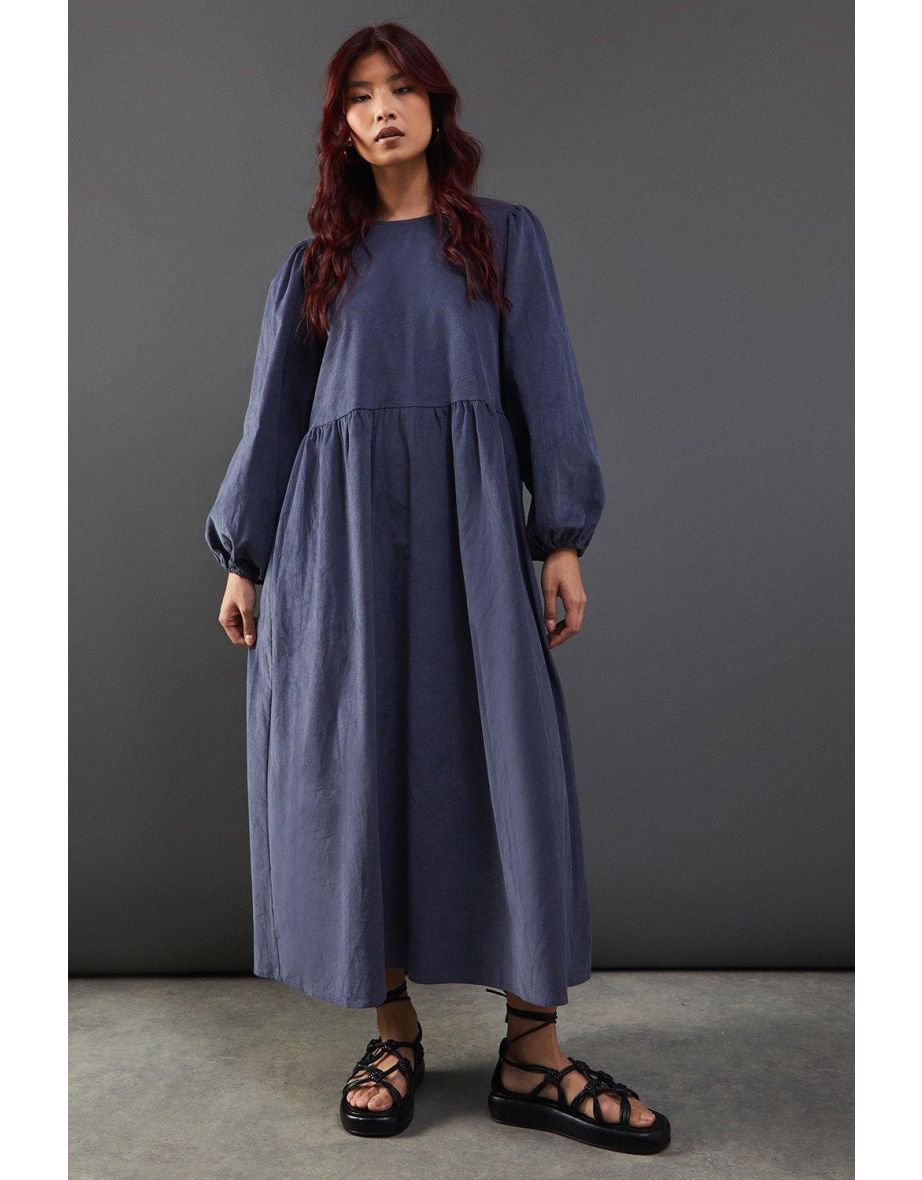 Cord Tie Back Smock Maxi Dress