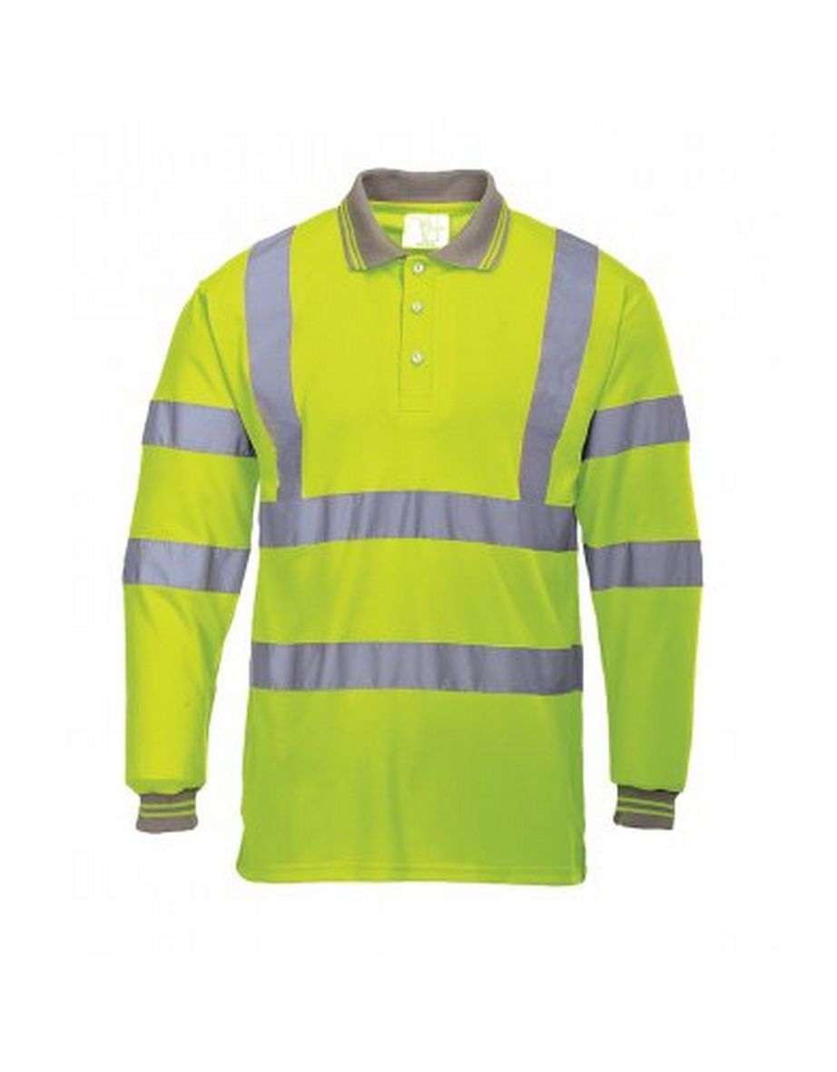 Portwest Mens Hi-Vis Long Sleeve Polo Shirt - Yellow