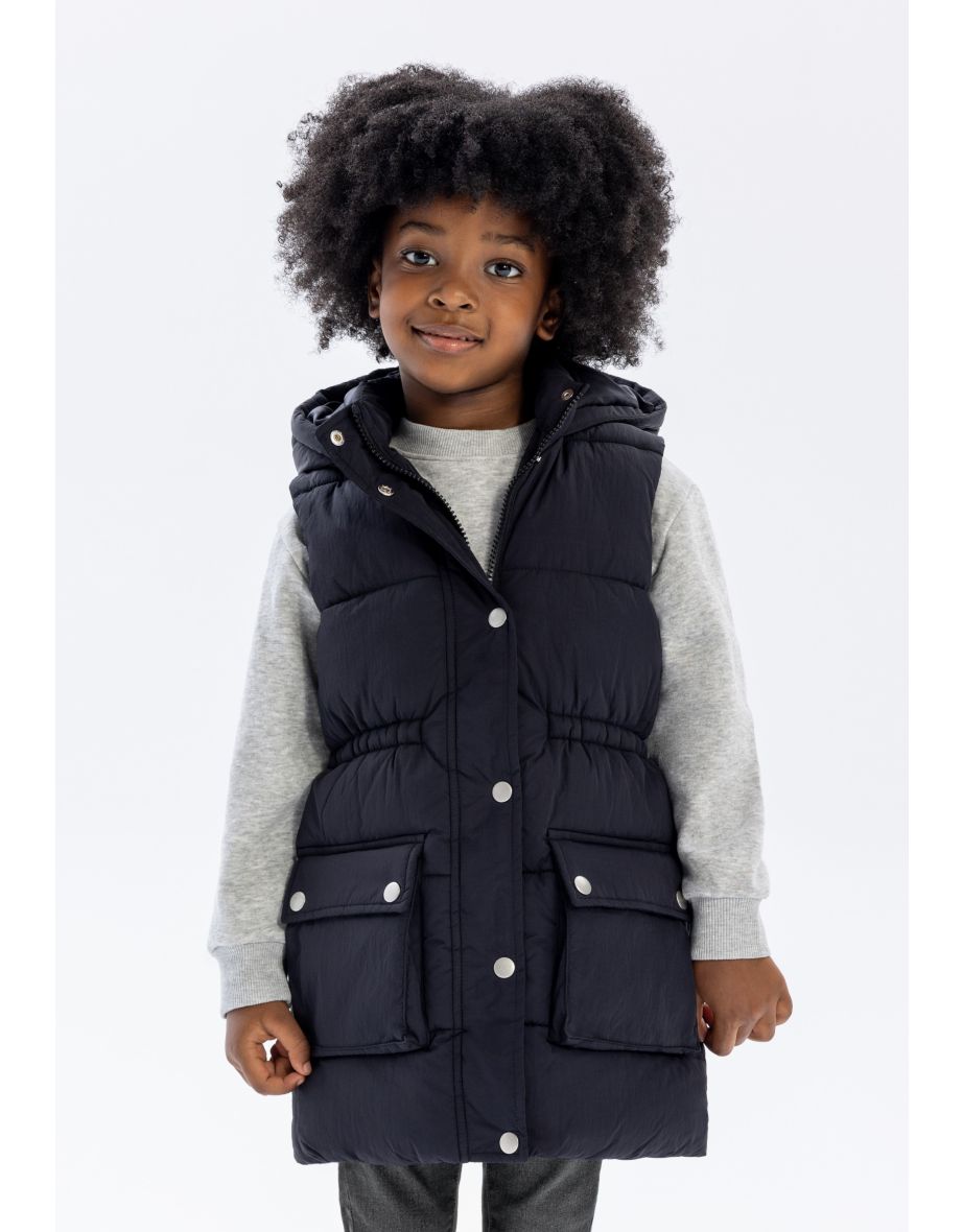 Girls Padded Gilet with Snap Fastening