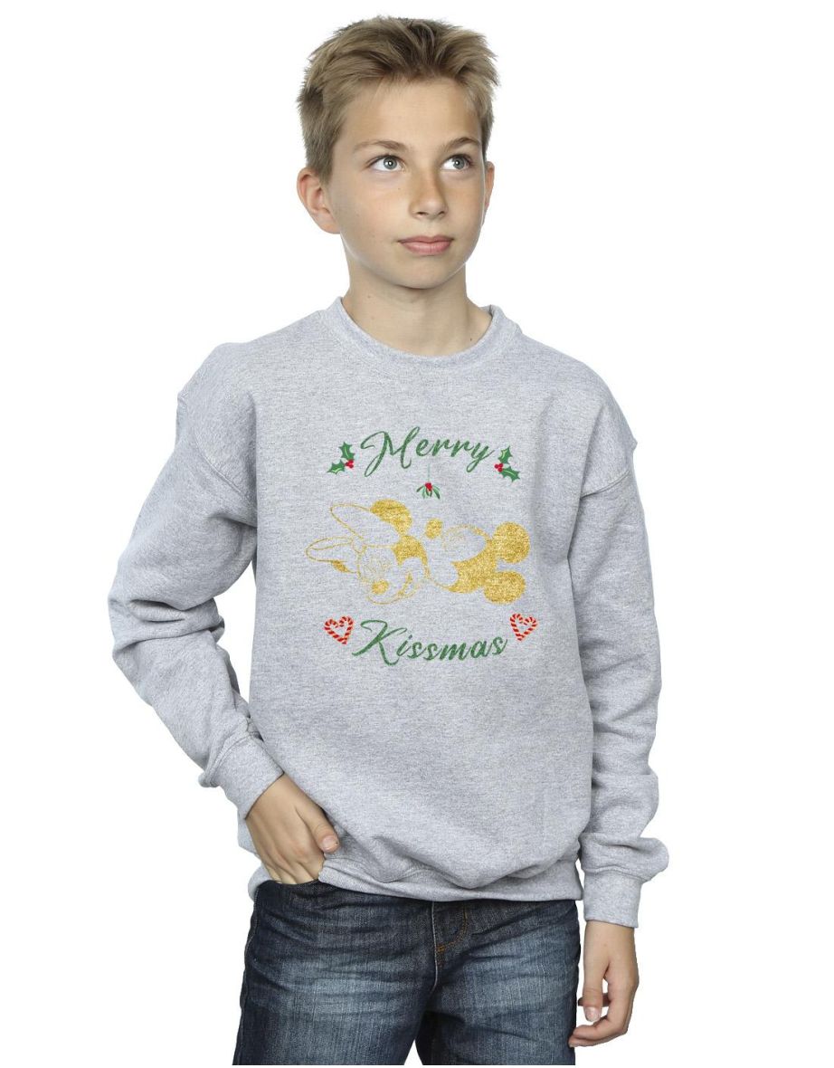 Disney Boys Mickey Mouse Merry Kissmas Sweatshirt - Sports Grey
